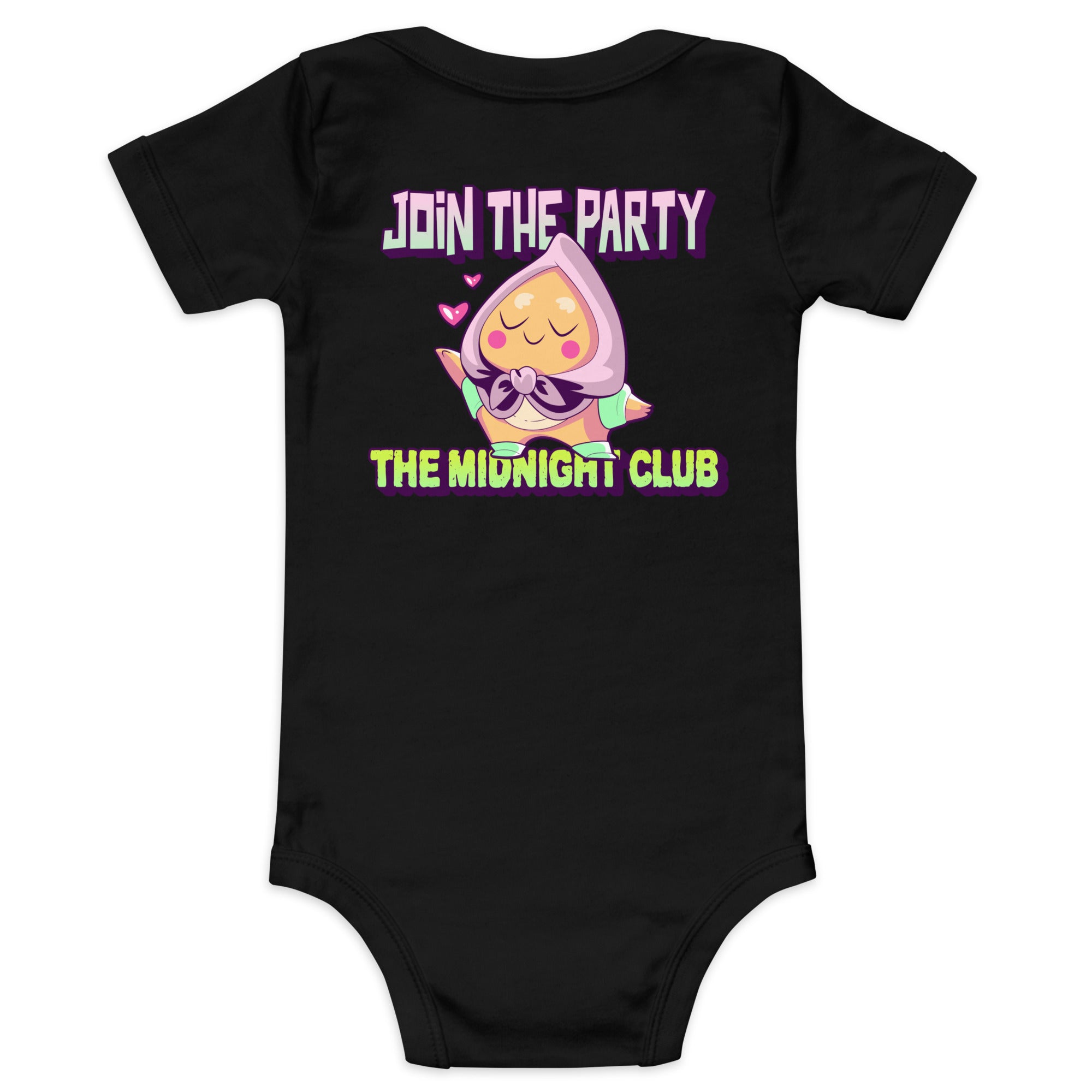 Join the party - The Midnight Club - Baby short sleeve one piece (back print)