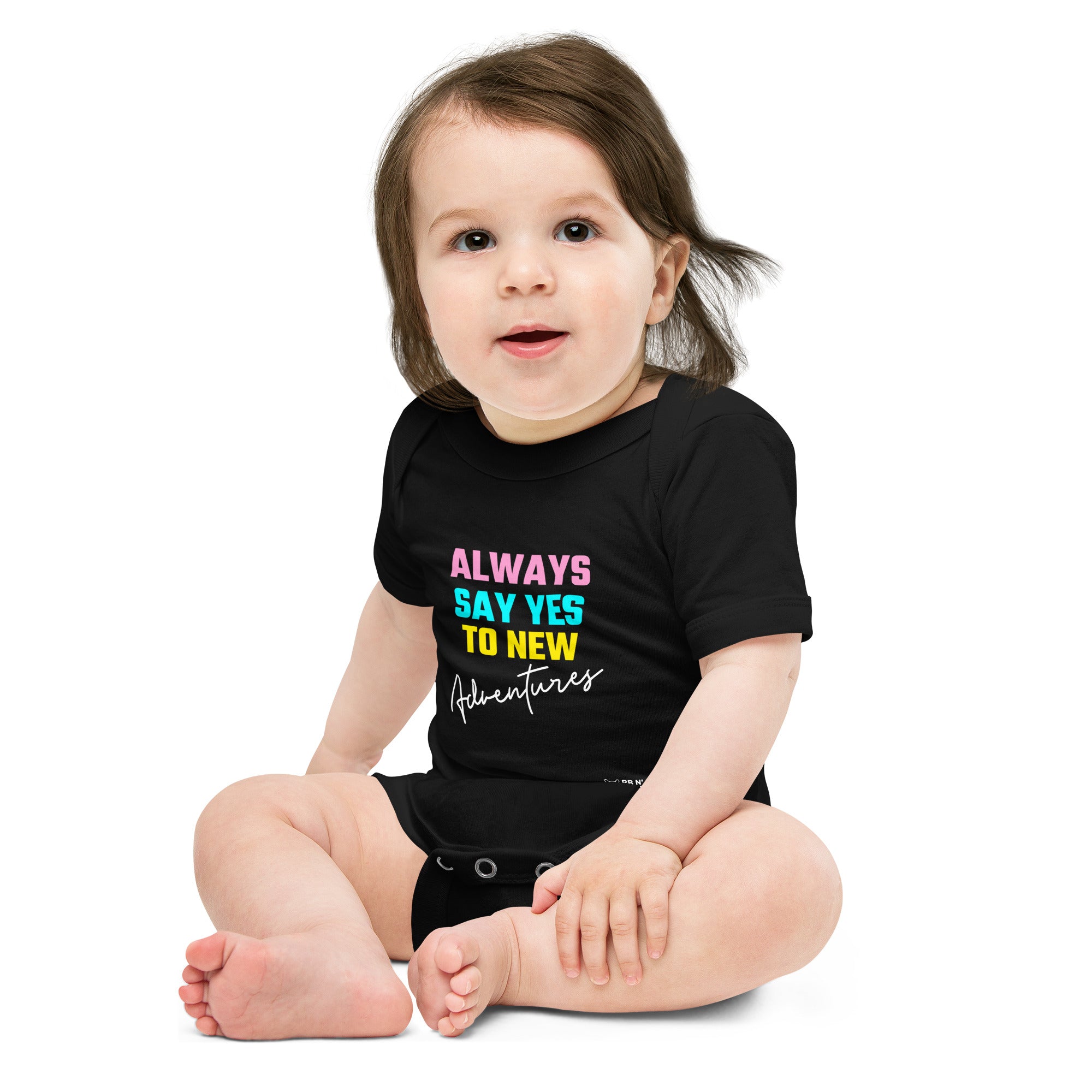 Always say yes to new, adventurer - Baby short sleeve one piece (rainbow)