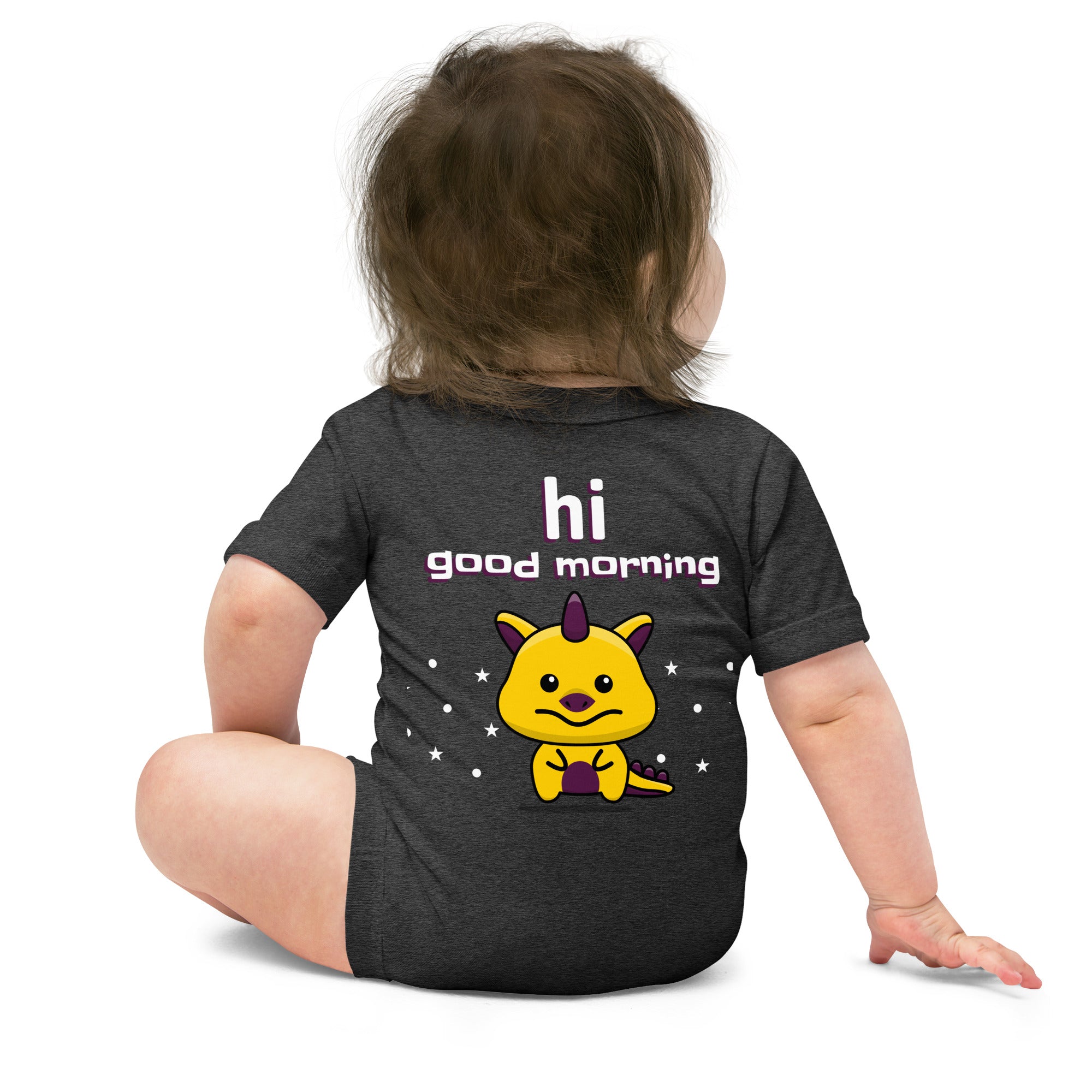 V1 Cute monster - Baby short sleeve one piece (back print)