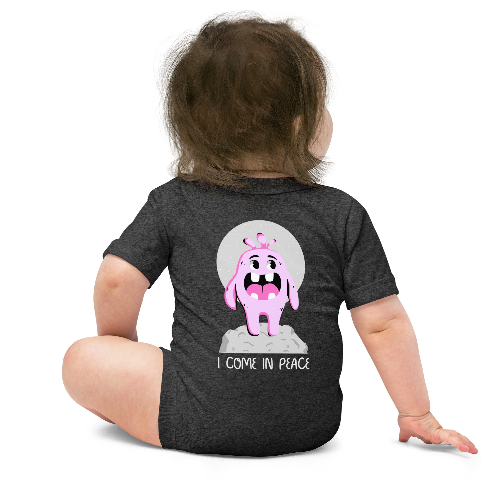 V Cute monster - Baby short sleeve one piece (back print)