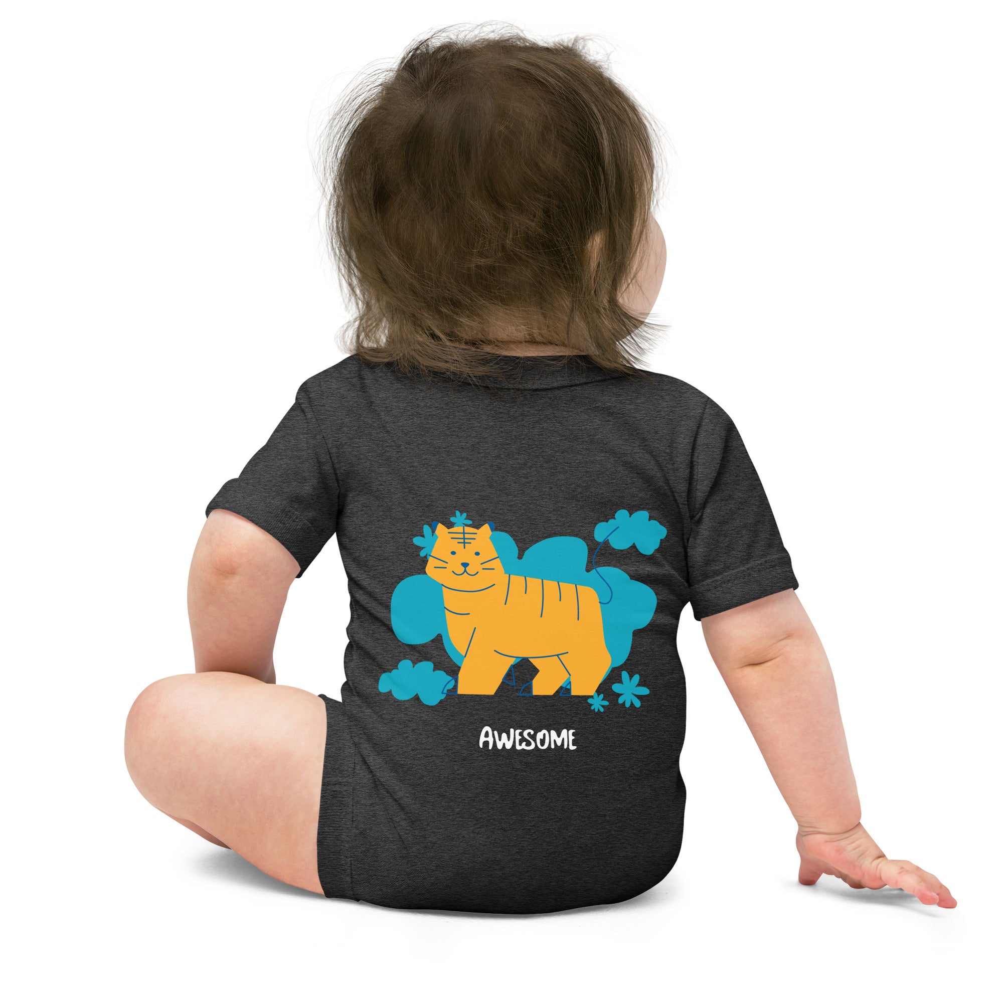 Awesome tiger - Baby short sleeve one piece (back print)