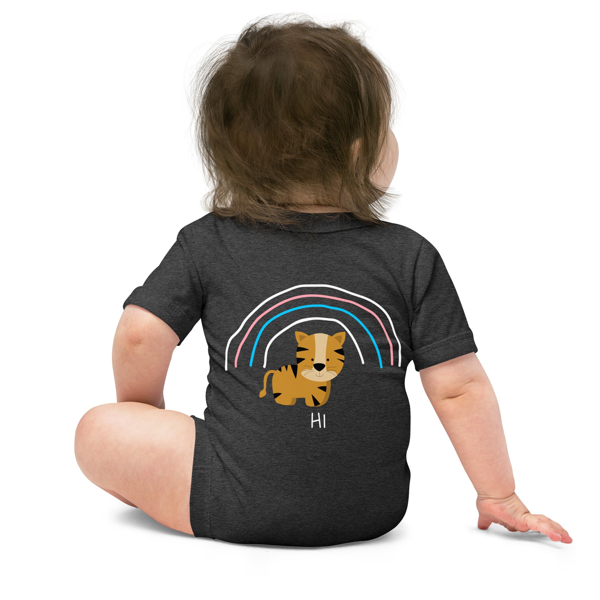 Rainbow tiger - Baby short sleeve one piece (back print)