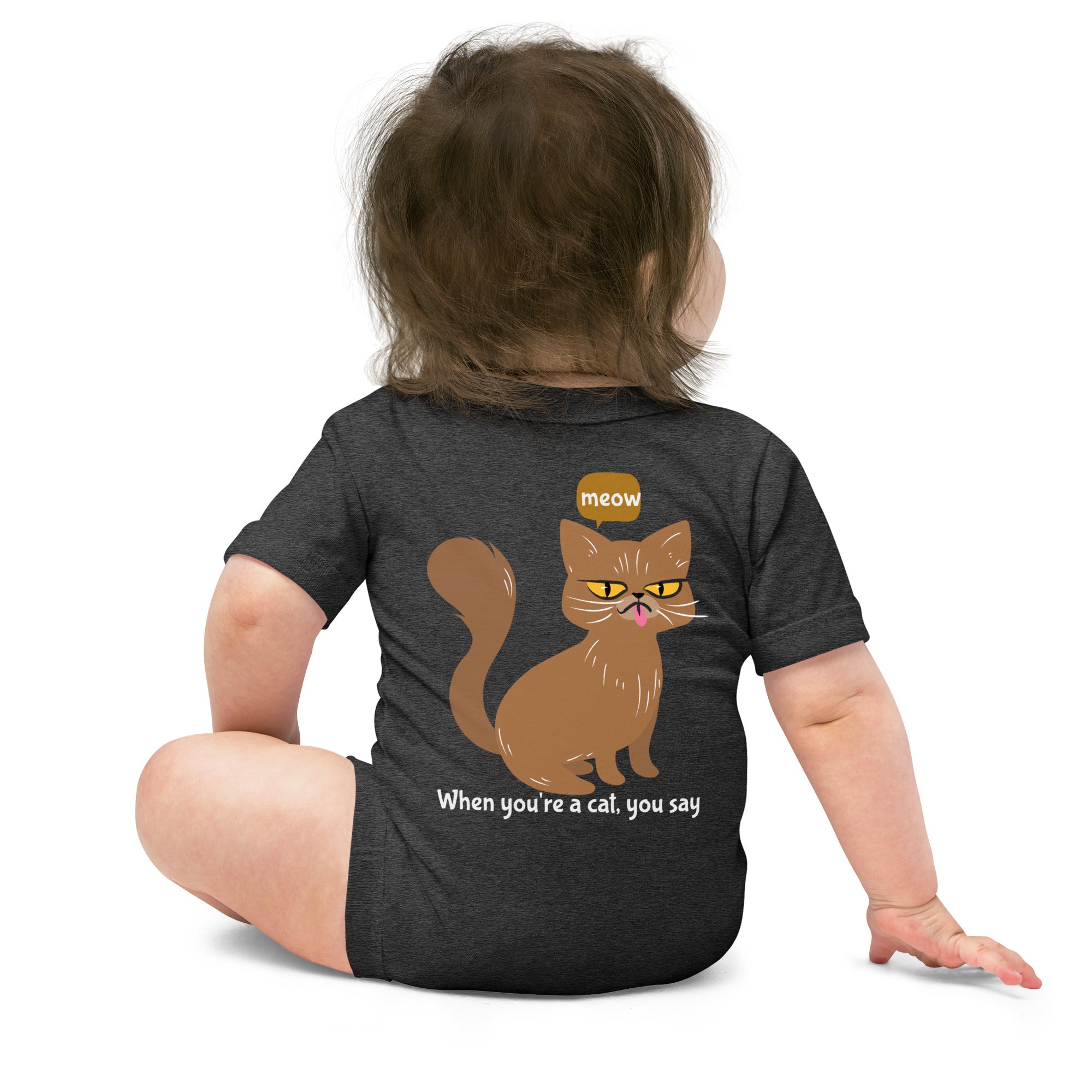 Meow - Baby short sleeve one piece (back print)