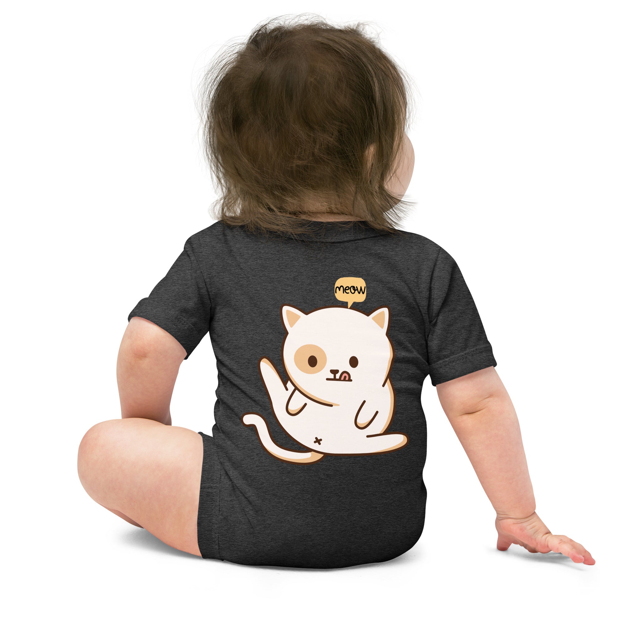 Meow v1 - Baby short sleeve one piece (back print)