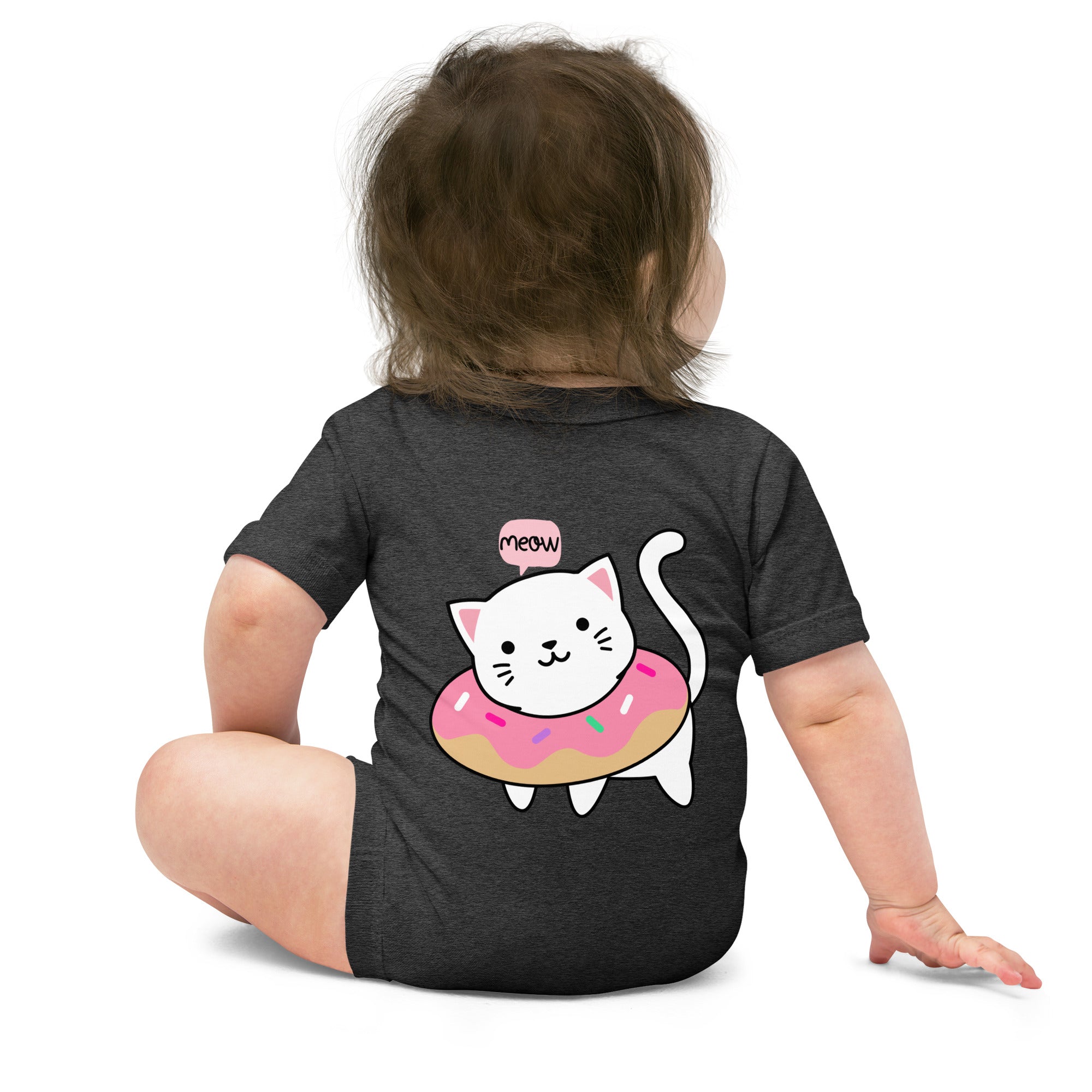 Meow v2 - Baby short sleeve one piece (back print)