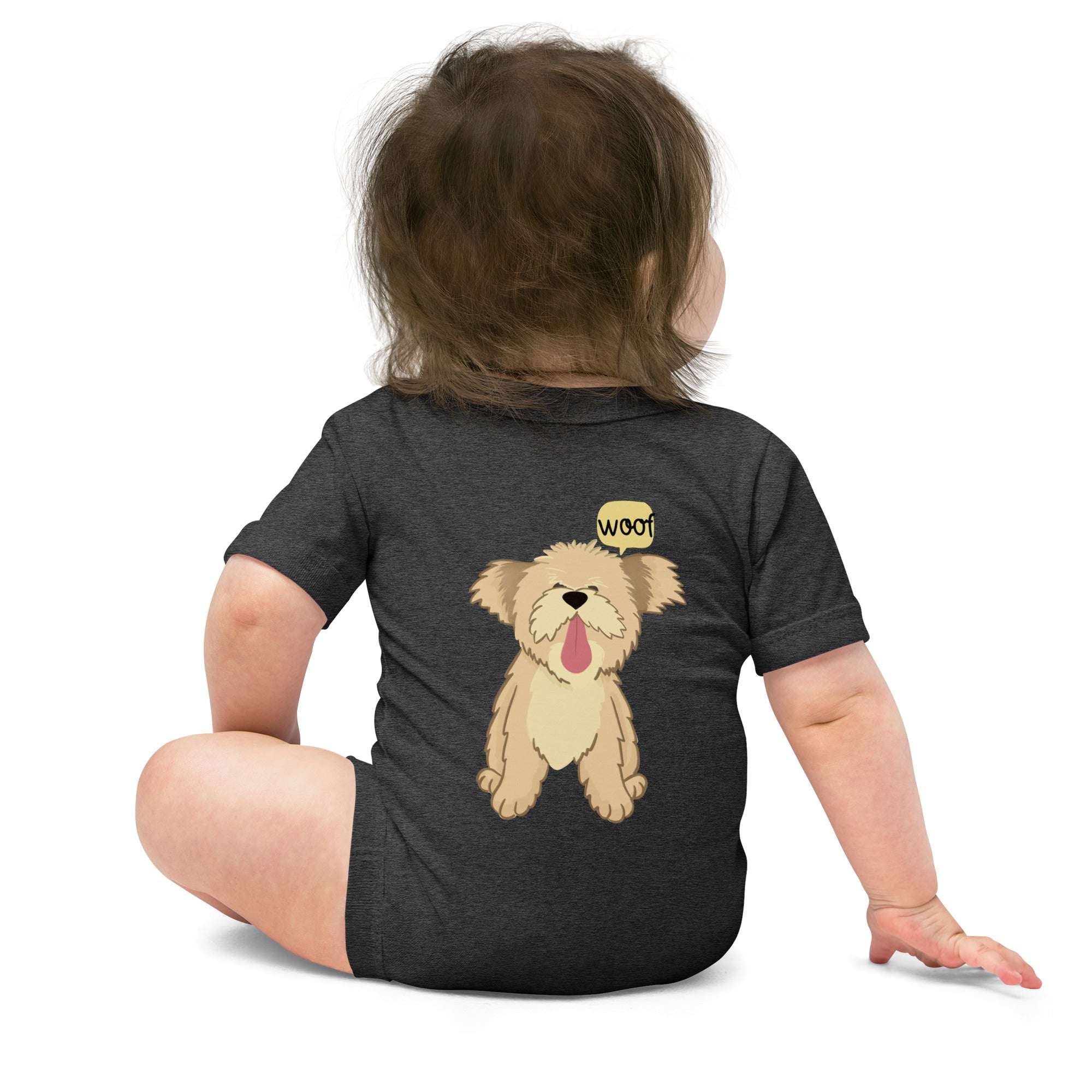 Woof v1 - Baby short sleeve one piece (back print)