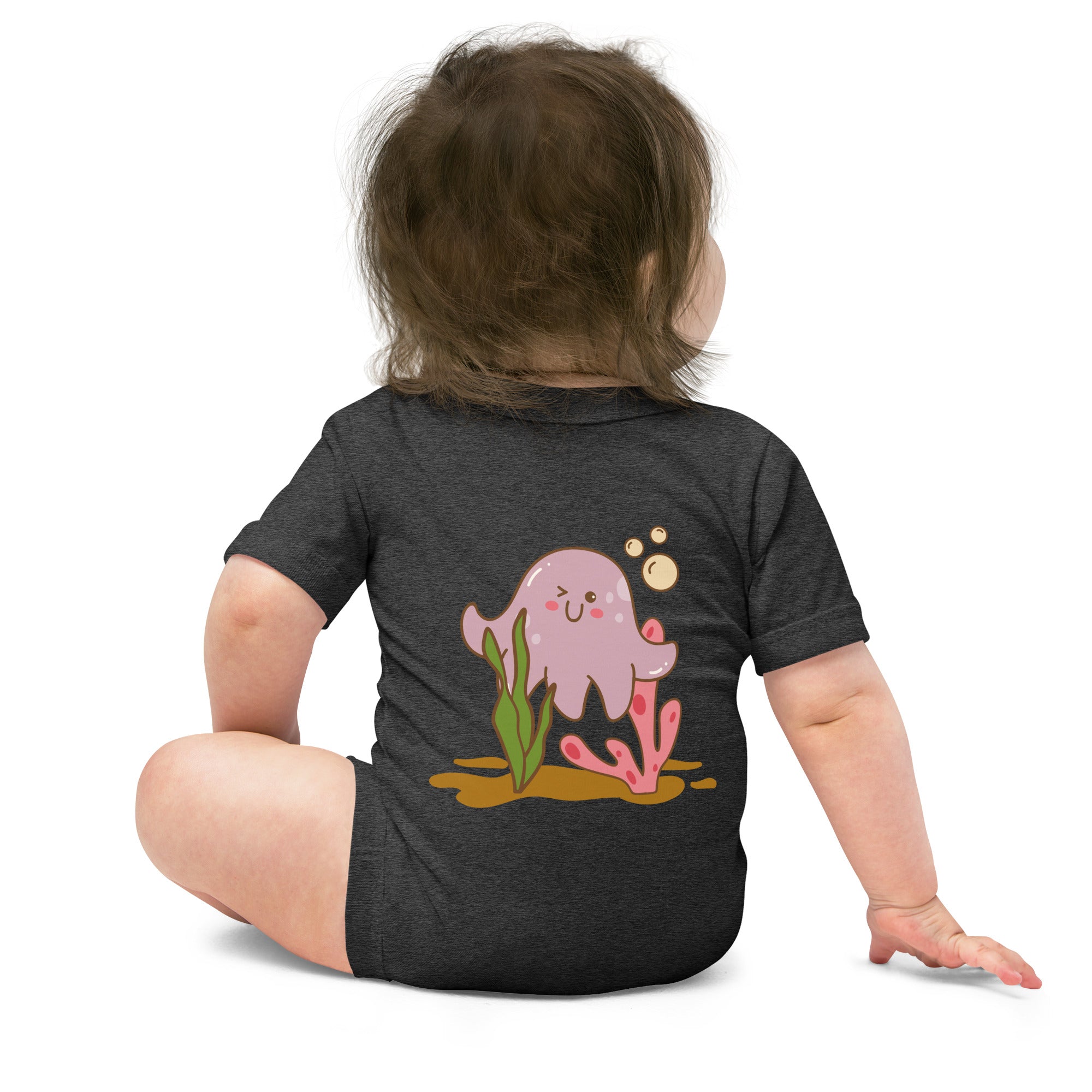 Kawaii sea creature - Baby short sleeve one piece (back print)