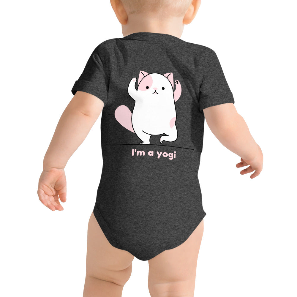 Meow Yogi - Baby short sleeve one piece (back print)