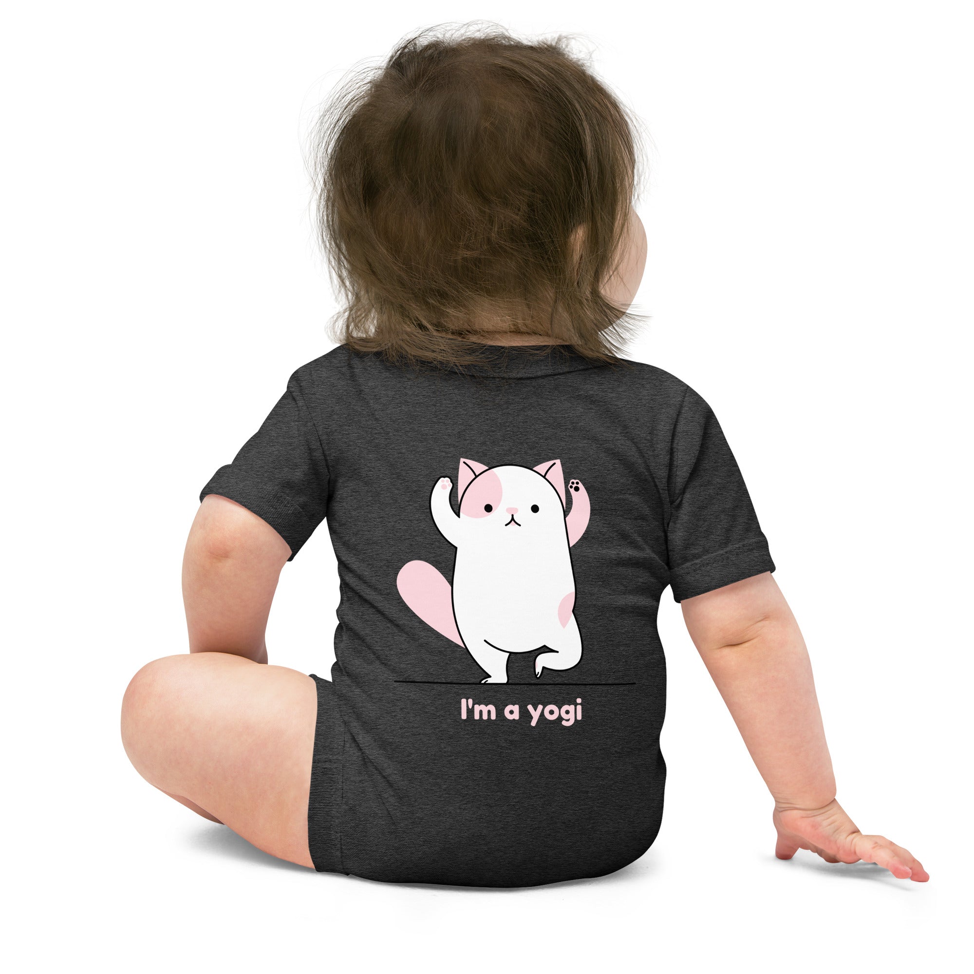 Meow Yogi - Baby short sleeve one piece (back print)