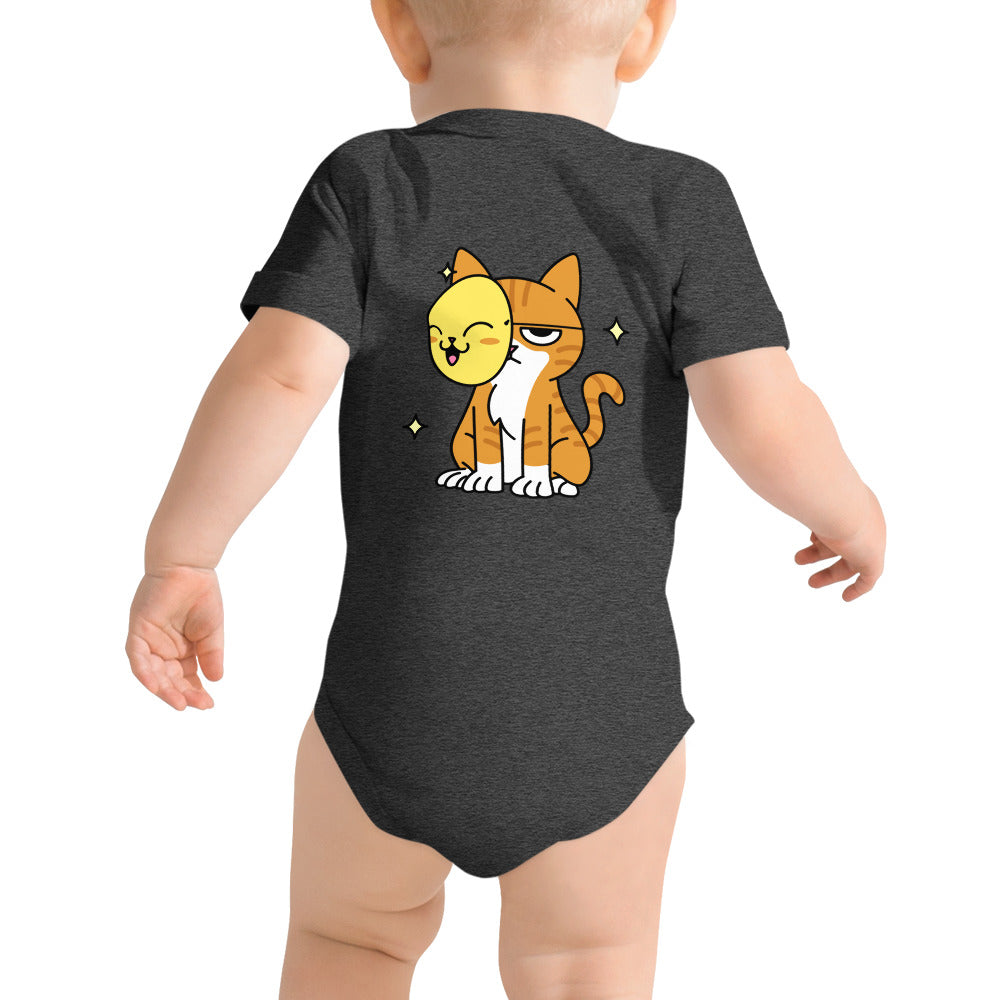 Meow at work - Baby short sleeve one piece (back print)