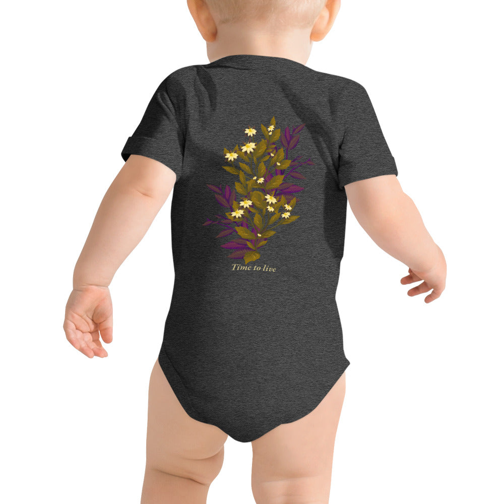 botanical illustration - Baby short sleeve one piece (back print)