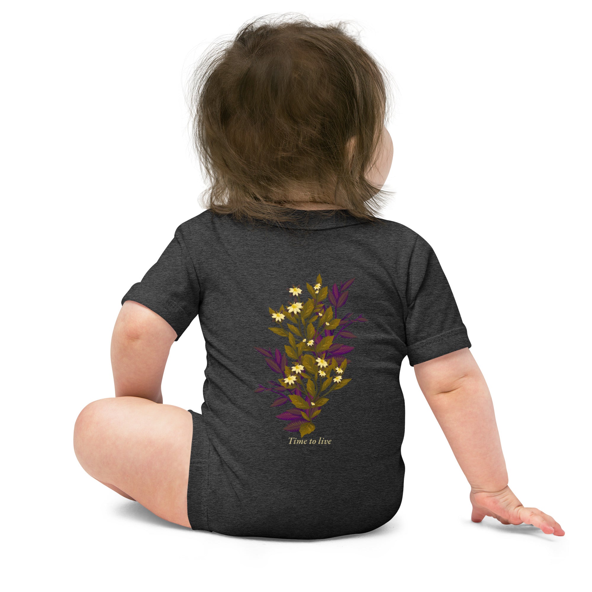 botanical illustration - Baby short sleeve one piece (back print)