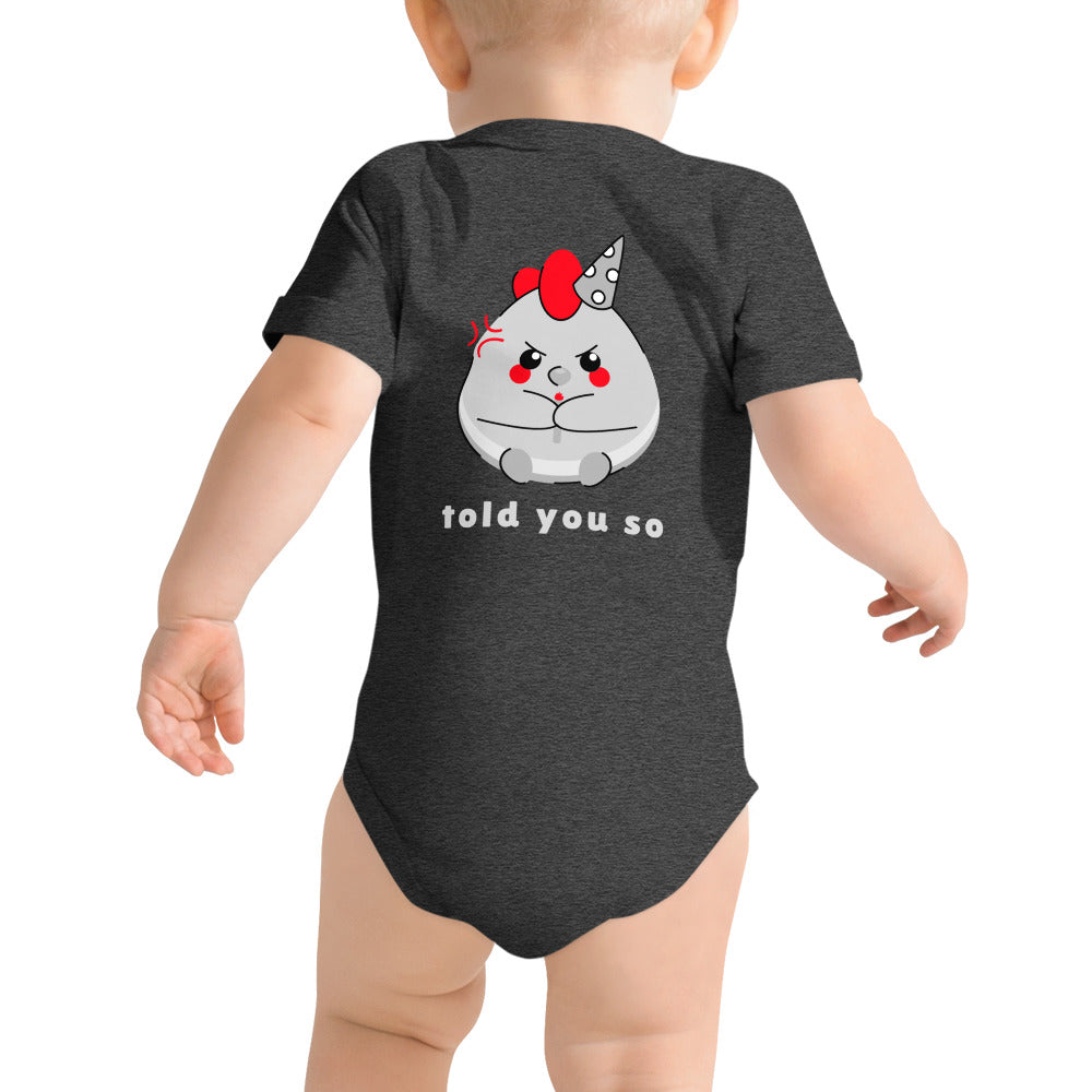 Told you so V - Baby short sleeve one piece (back print)