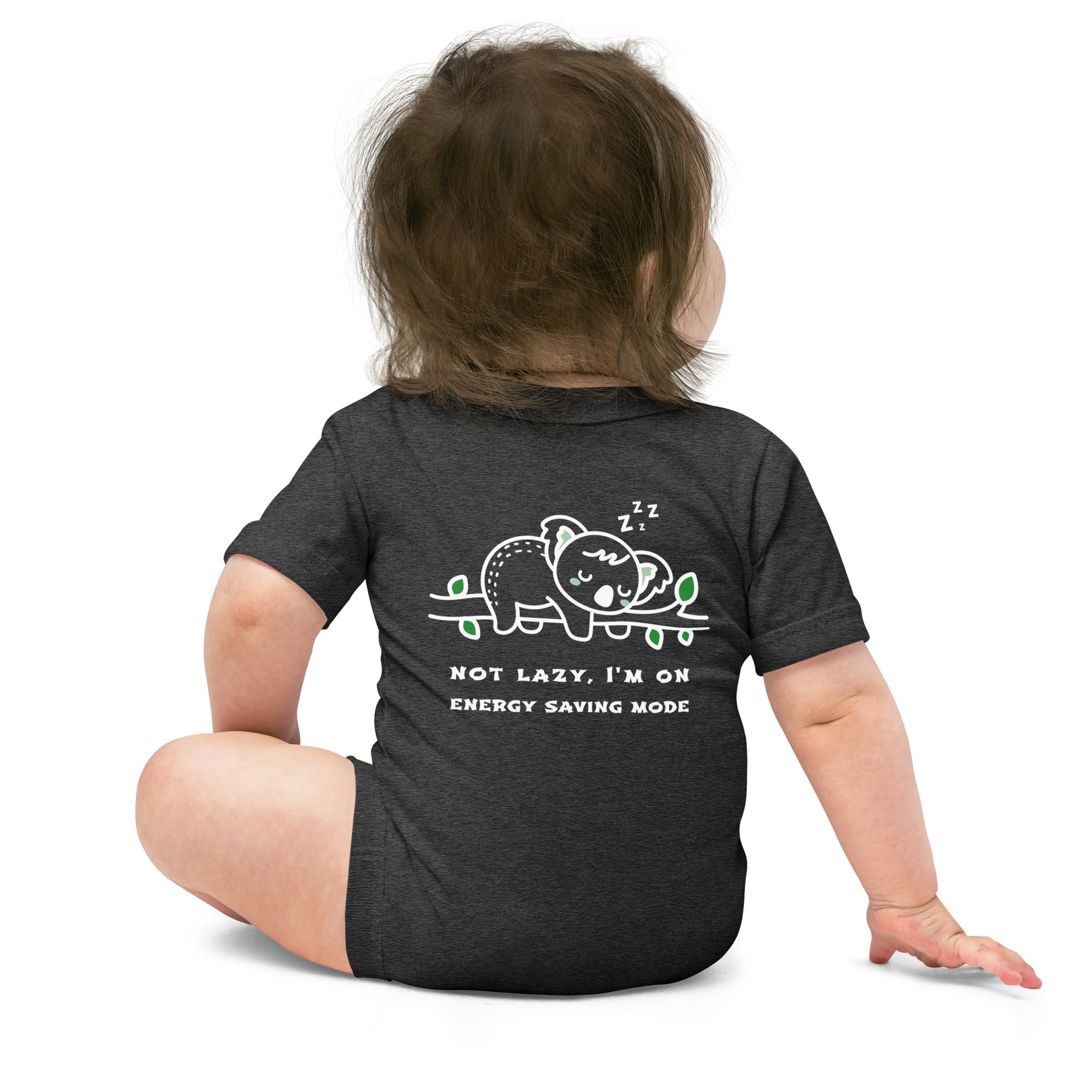 Not lazy, I'm on energy saving mode - Baby short sleeve one piece (back print)