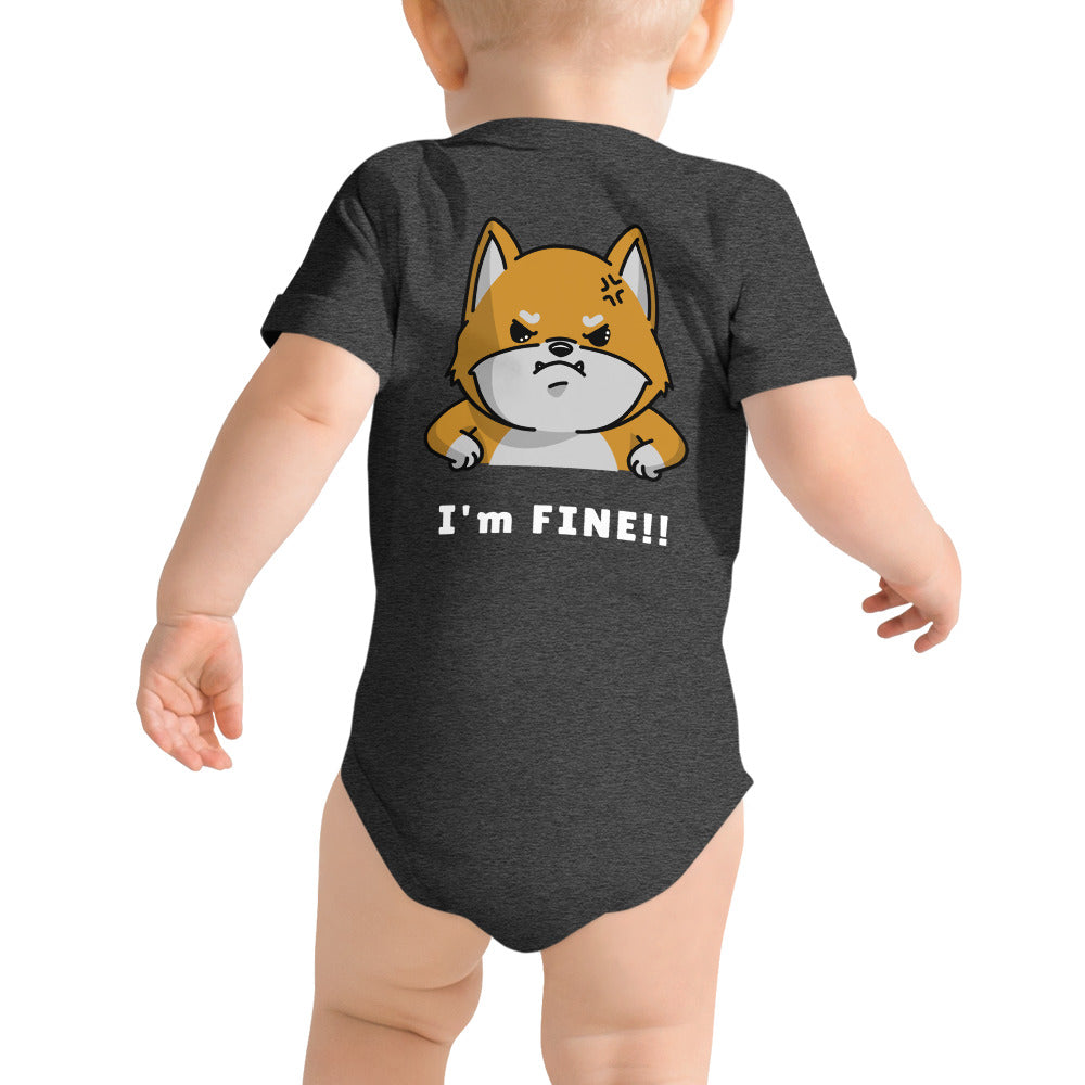 I'm fine - Baby short sleeve one piece (back print)