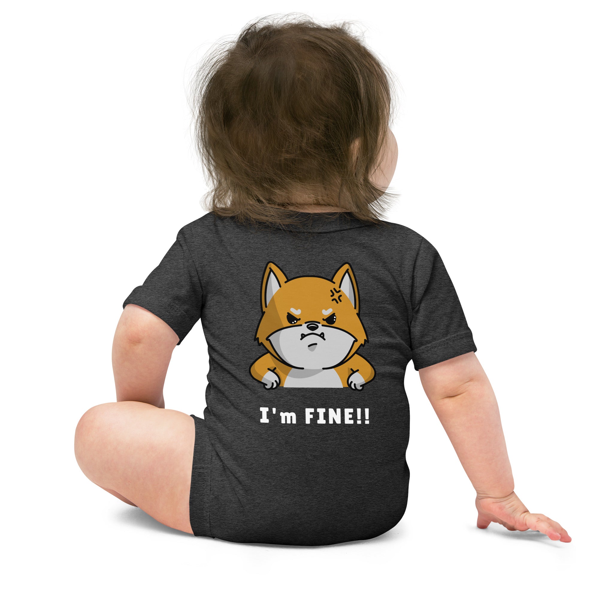 I'm fine - Baby short sleeve one piece (back print)