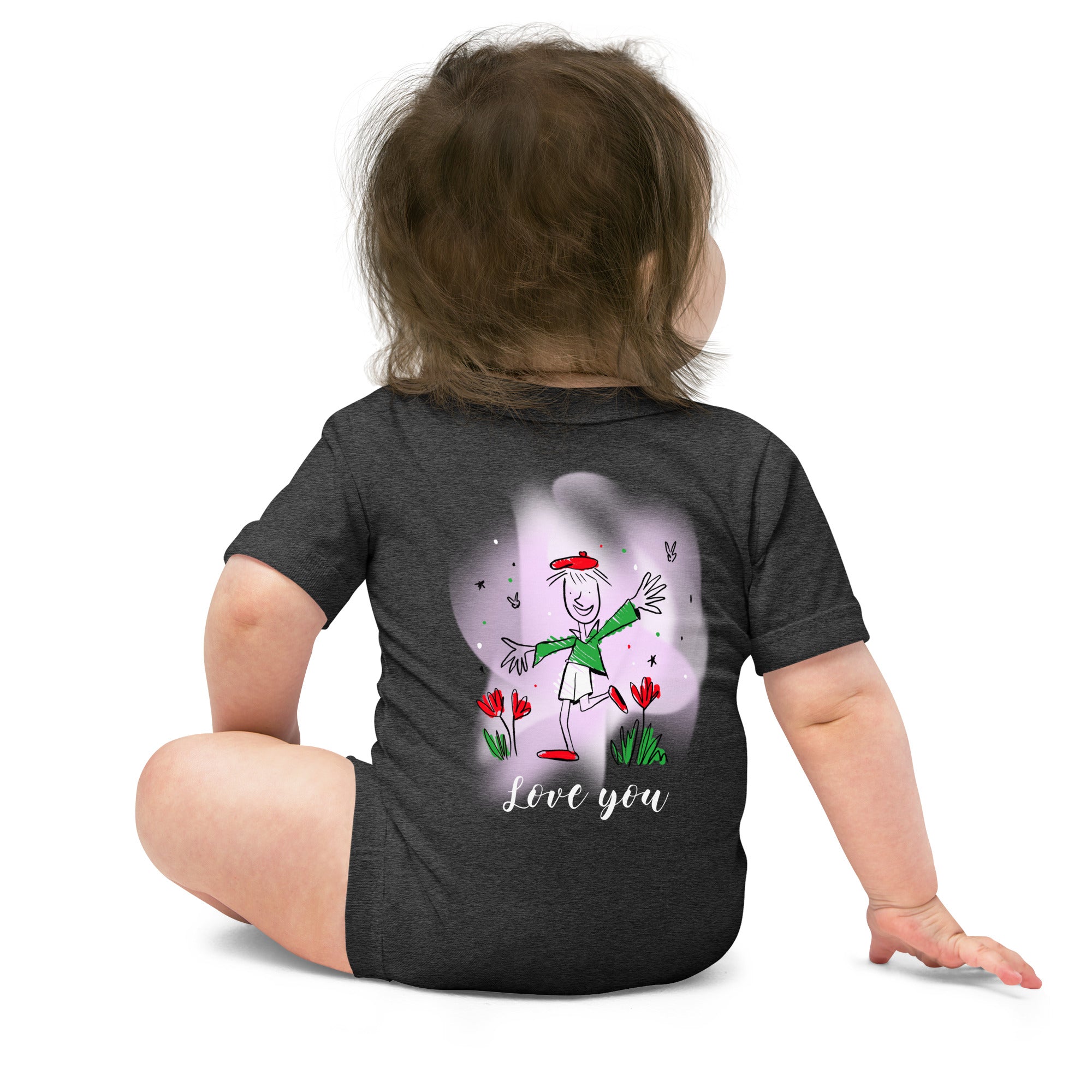 Love you - Baby short sleeve one piece (back print)