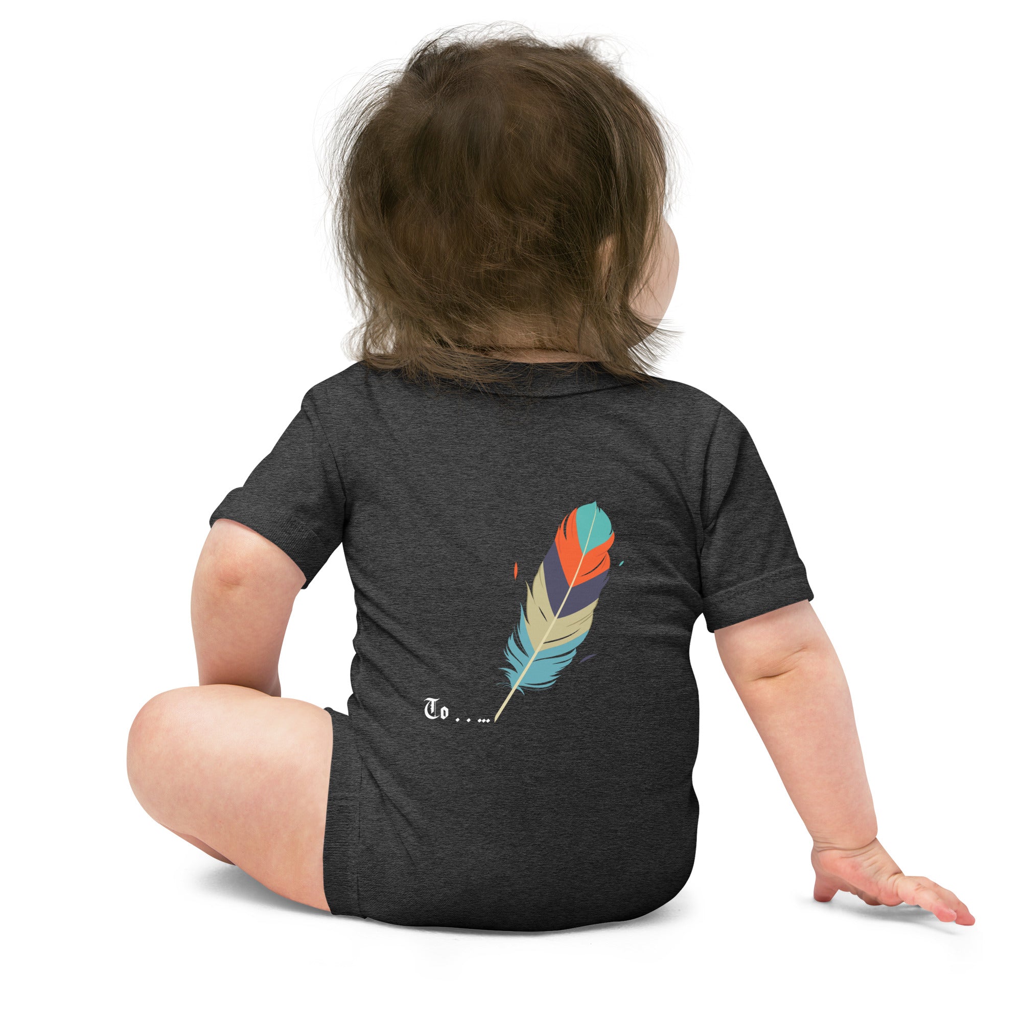 Feathers inspiration V2 - Baby short sleeve one piece (back print)