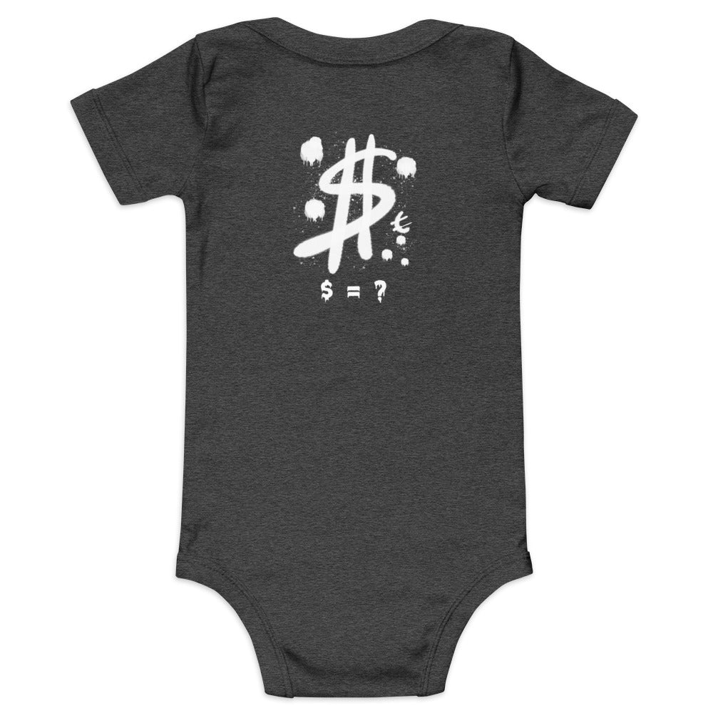 $ = ? - Baby short sleeve one piece (back print)