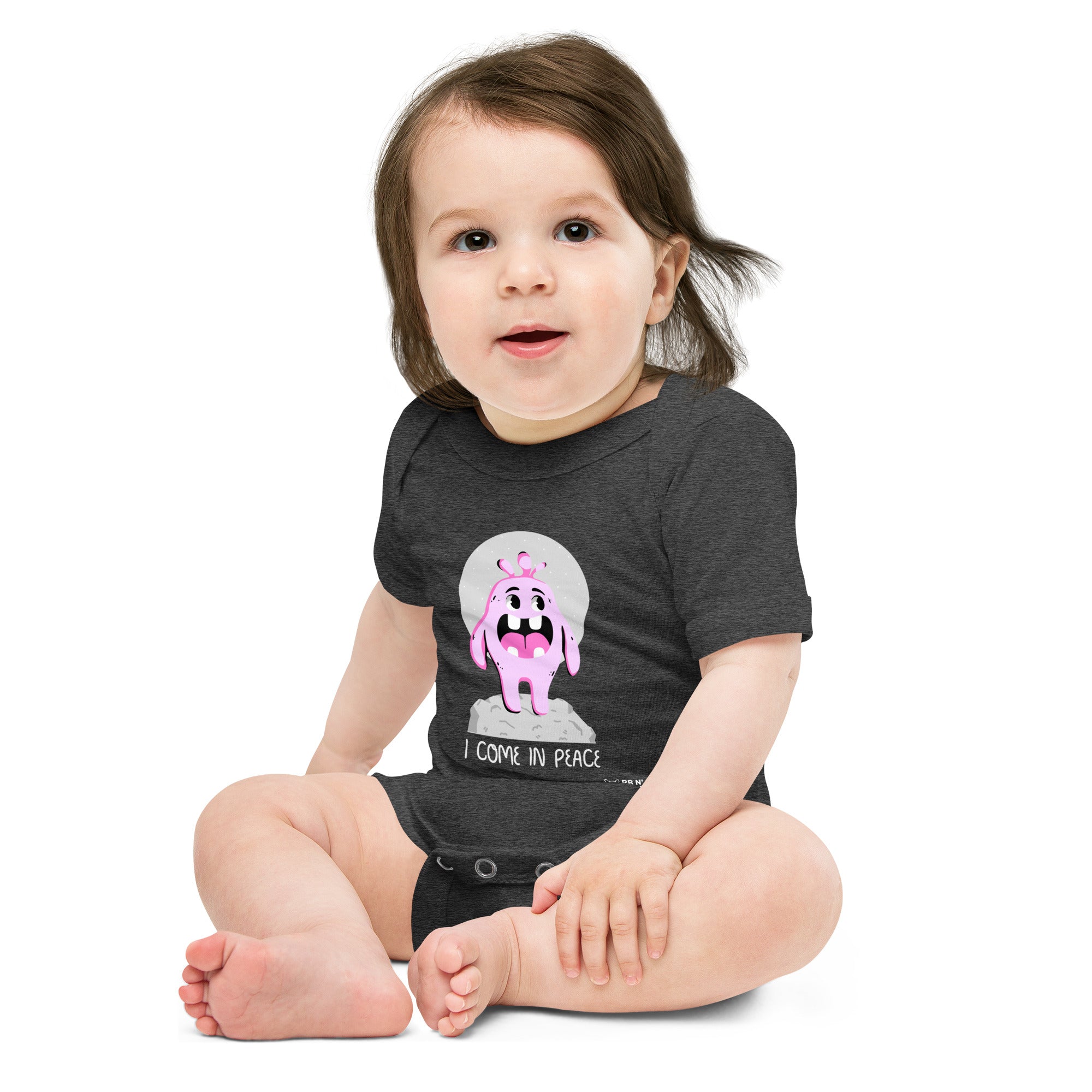 V Cute monster - Baby short sleeve one piece