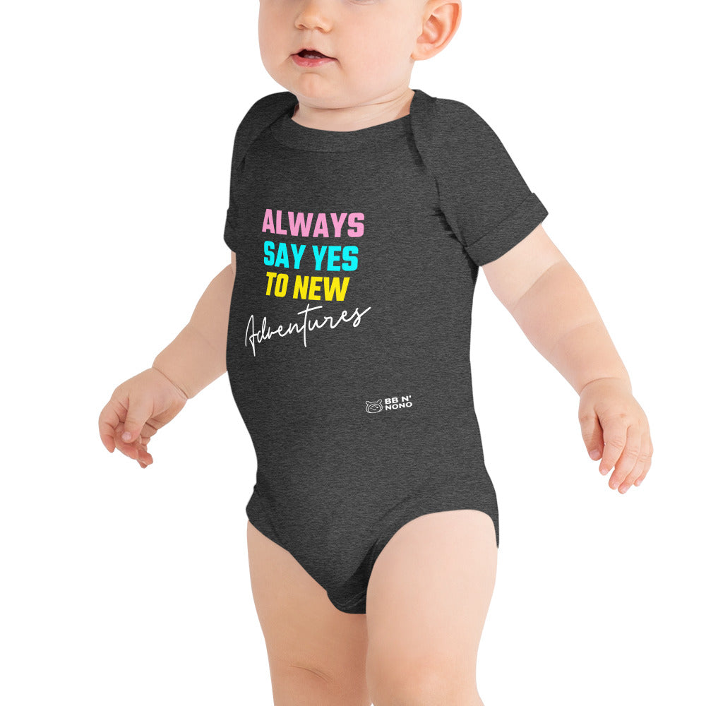 Always say yes to new, adventurer - Baby short sleeve one piece (rainbow)