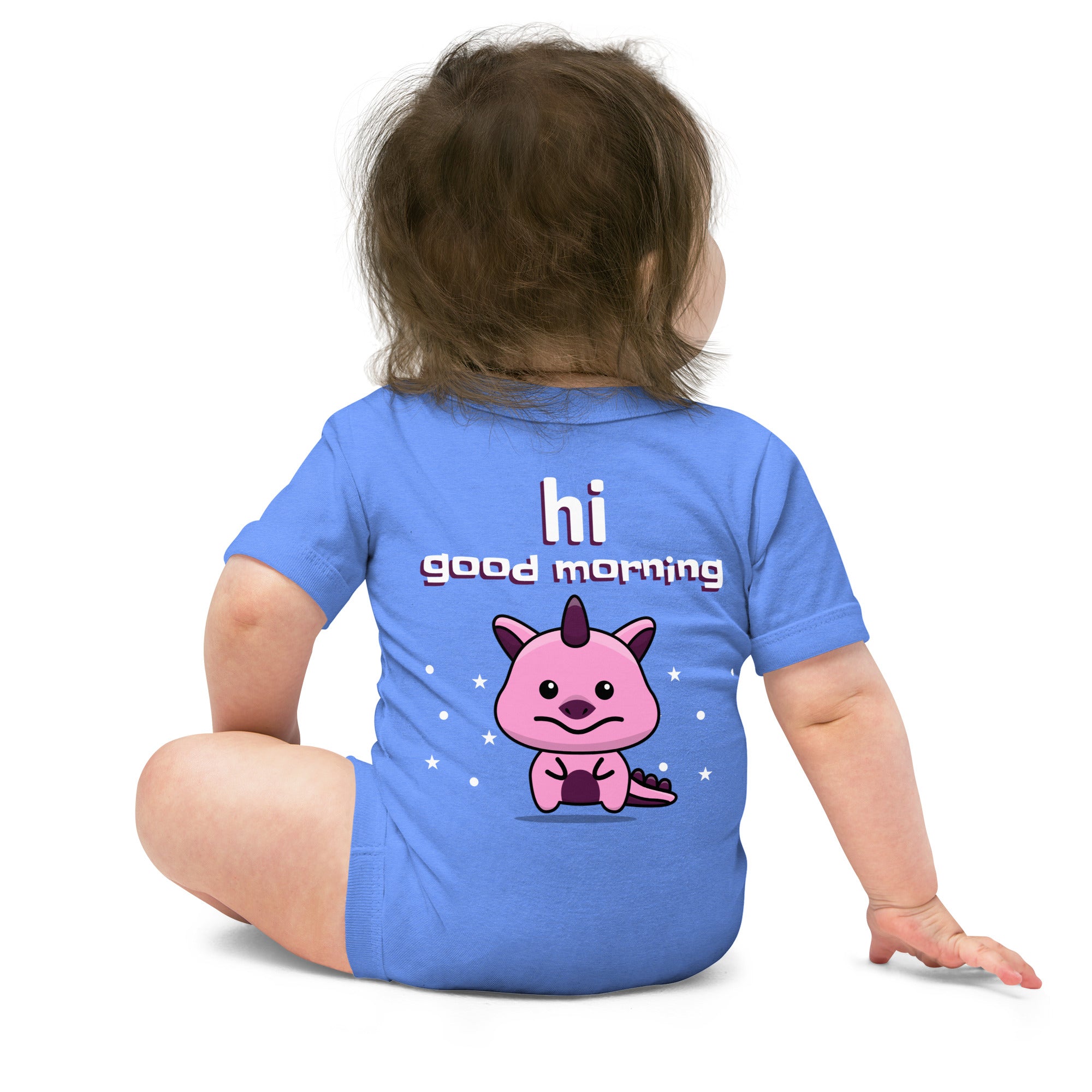 V1 Cute monster - Baby short sleeve one piece (back print)