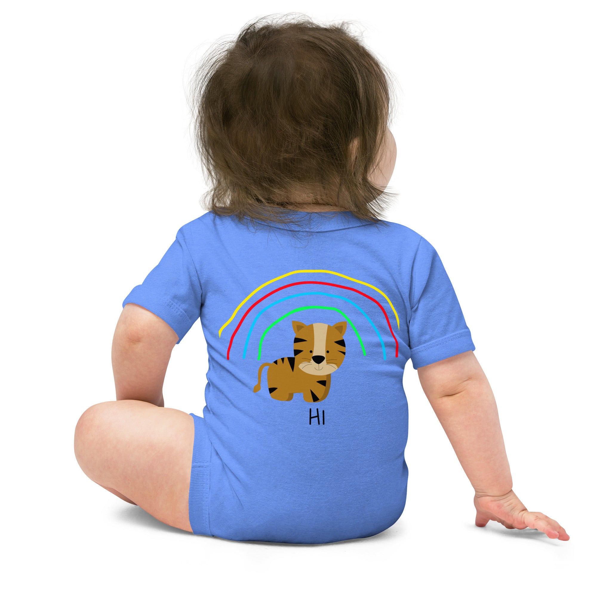 Rainbow tiger - Baby short sleeve one piece (back print)