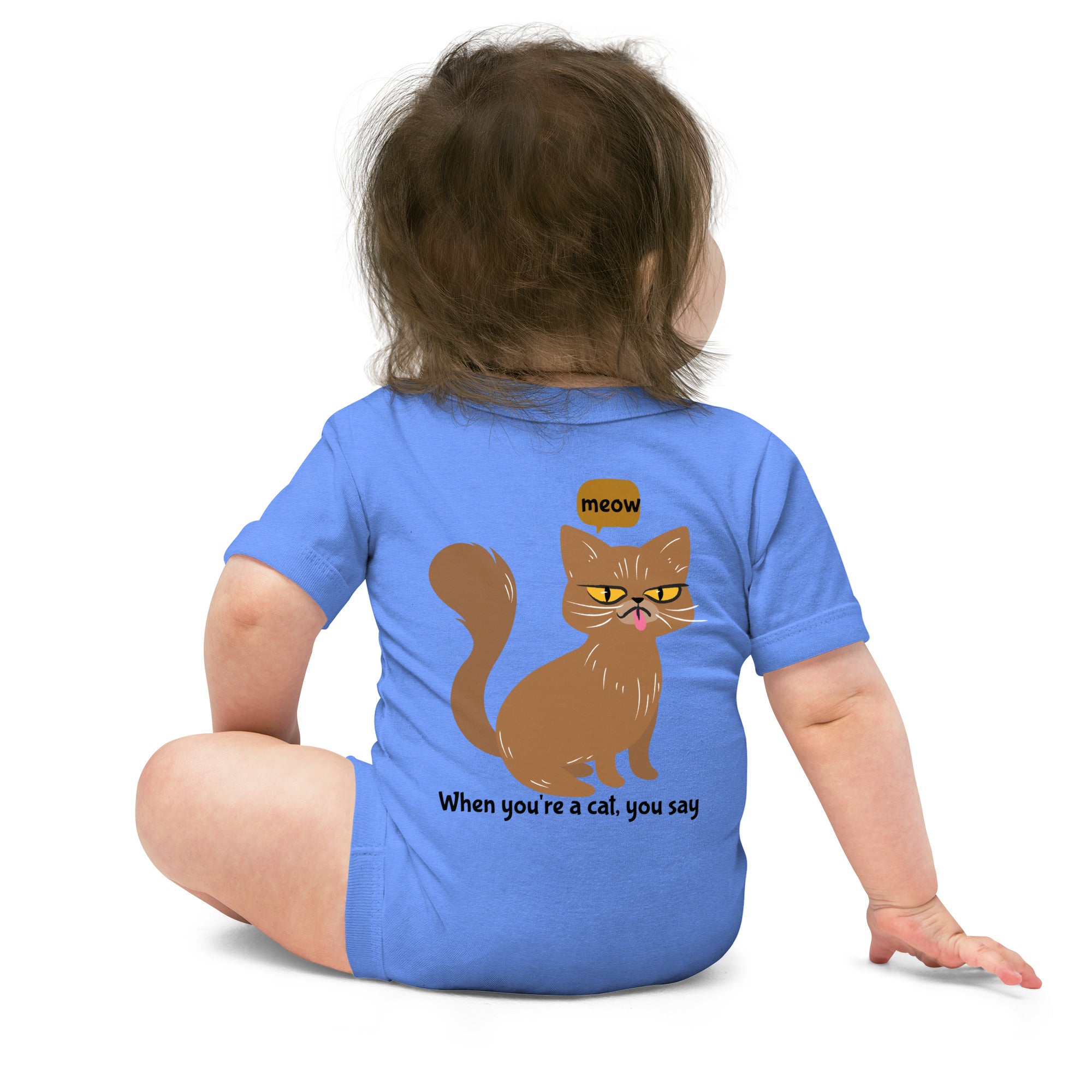 Meow - Baby short sleeve one piece (back print)