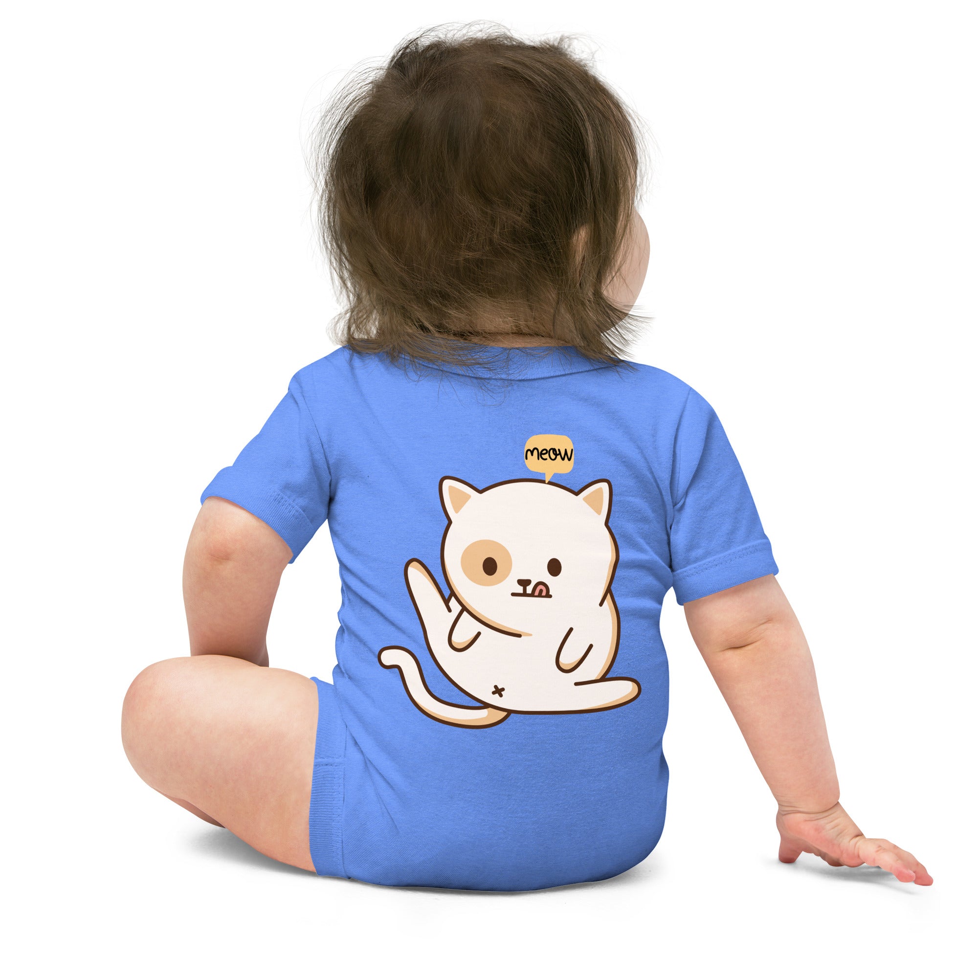 Meow v1 - Baby short sleeve one piece (back print)