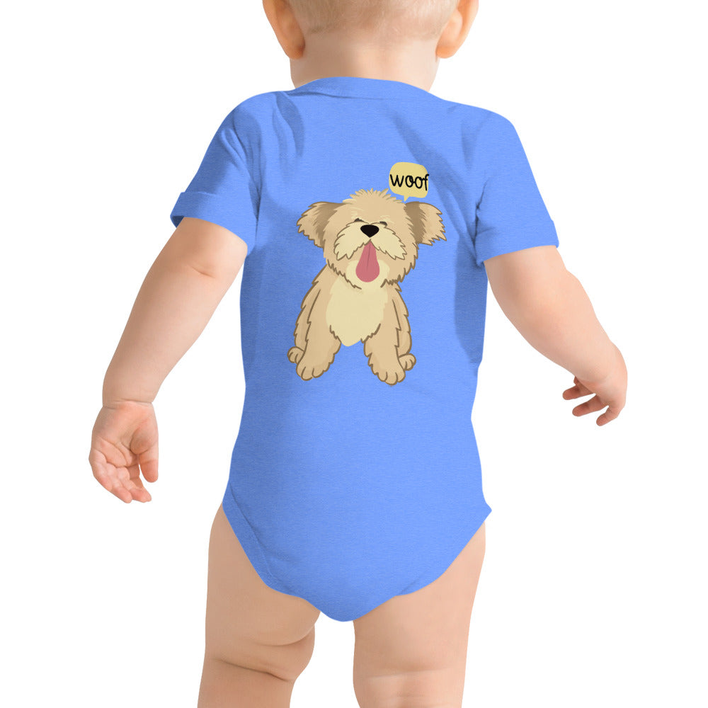 Woof v1 - Baby short sleeve one piece (back print)