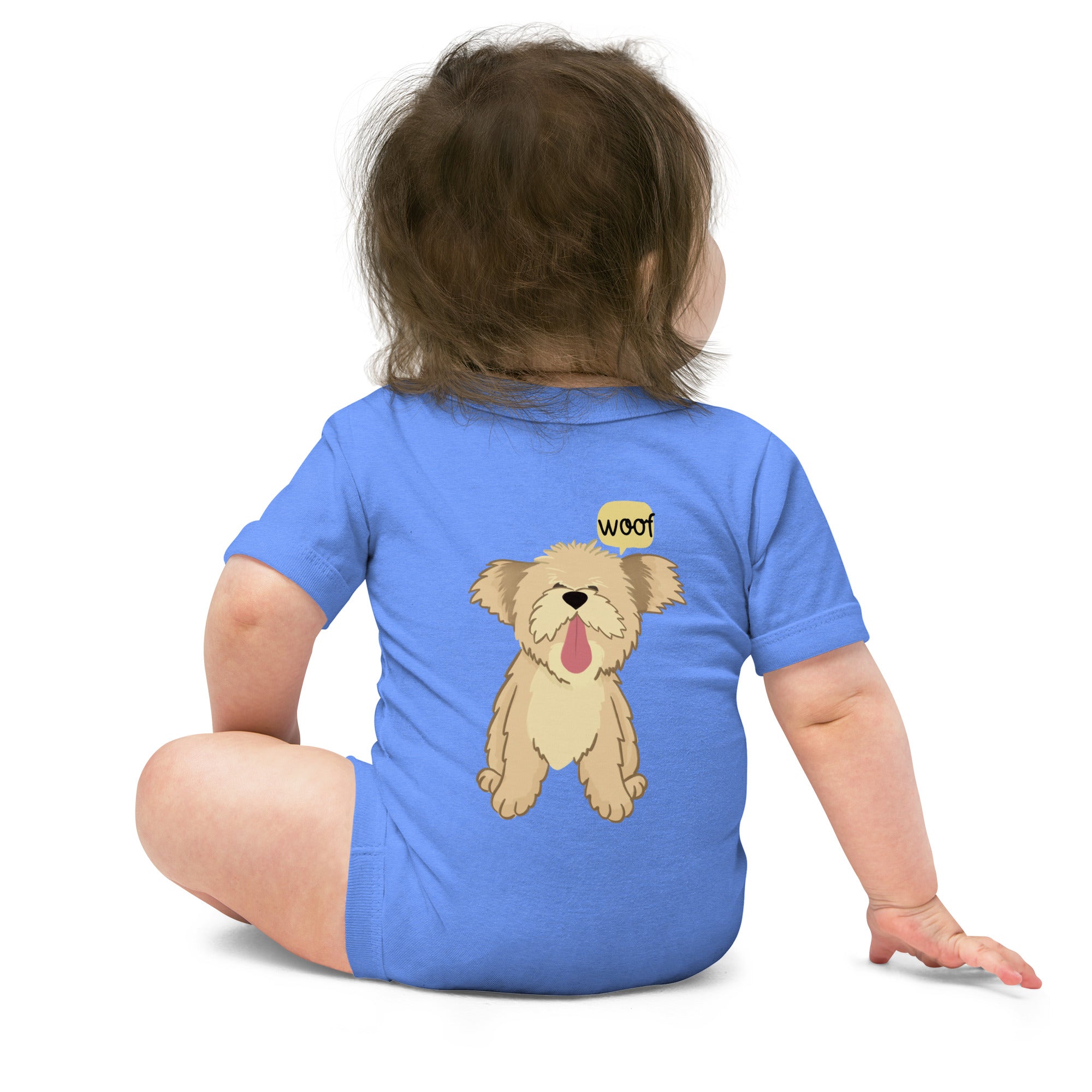 Woof v1 - Baby short sleeve one piece (back print)