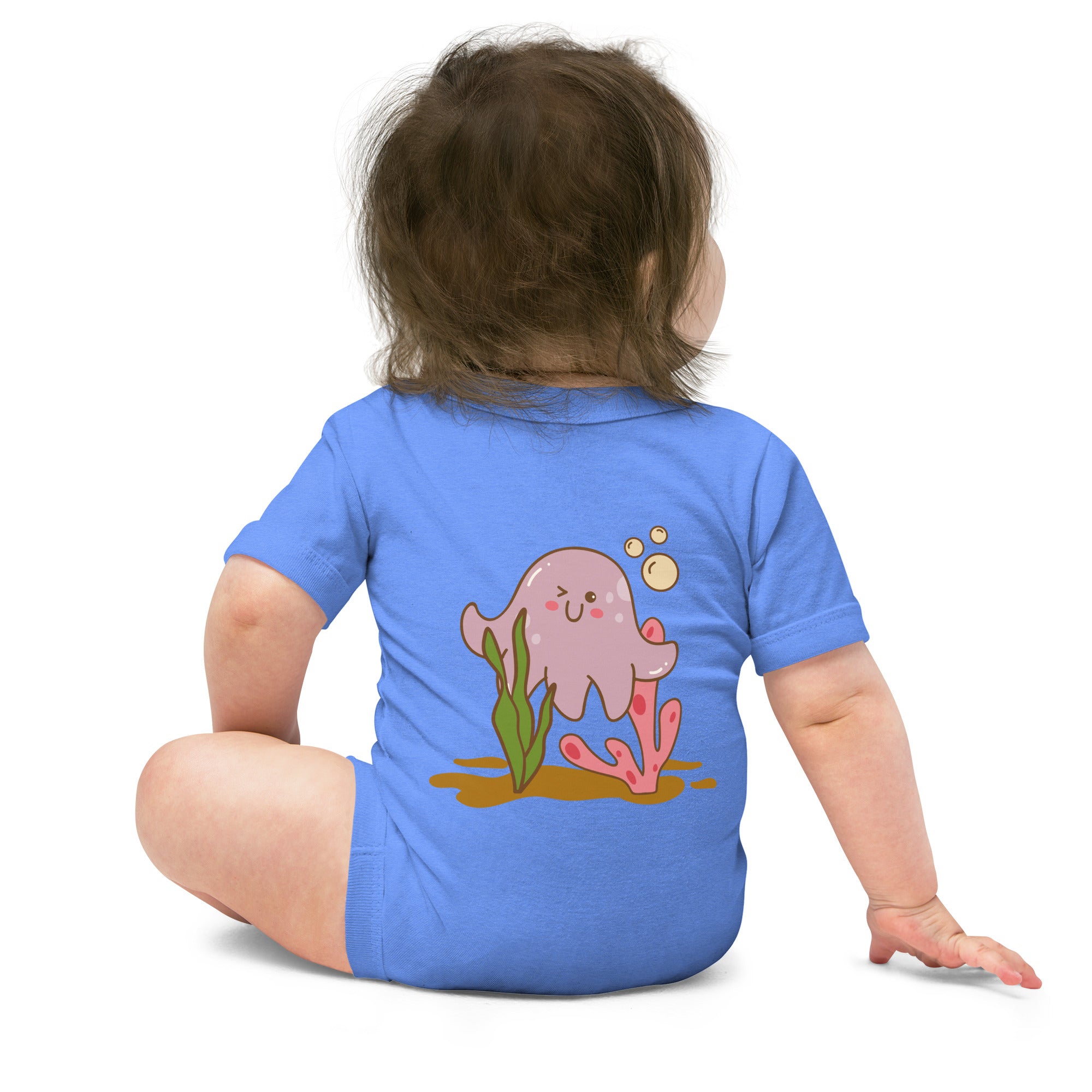 Kawaii sea creature - Baby short sleeve one piece (back print)