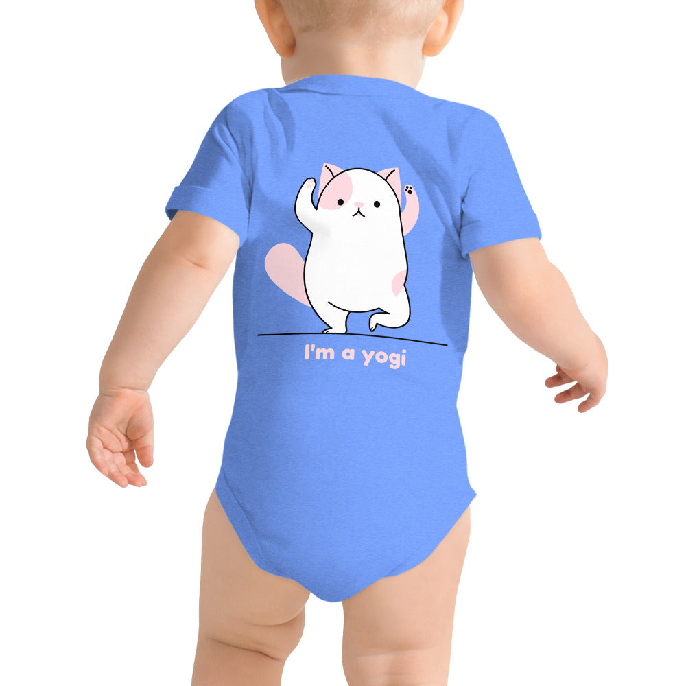 Meow Yogi - Baby short sleeve one piece (back print)