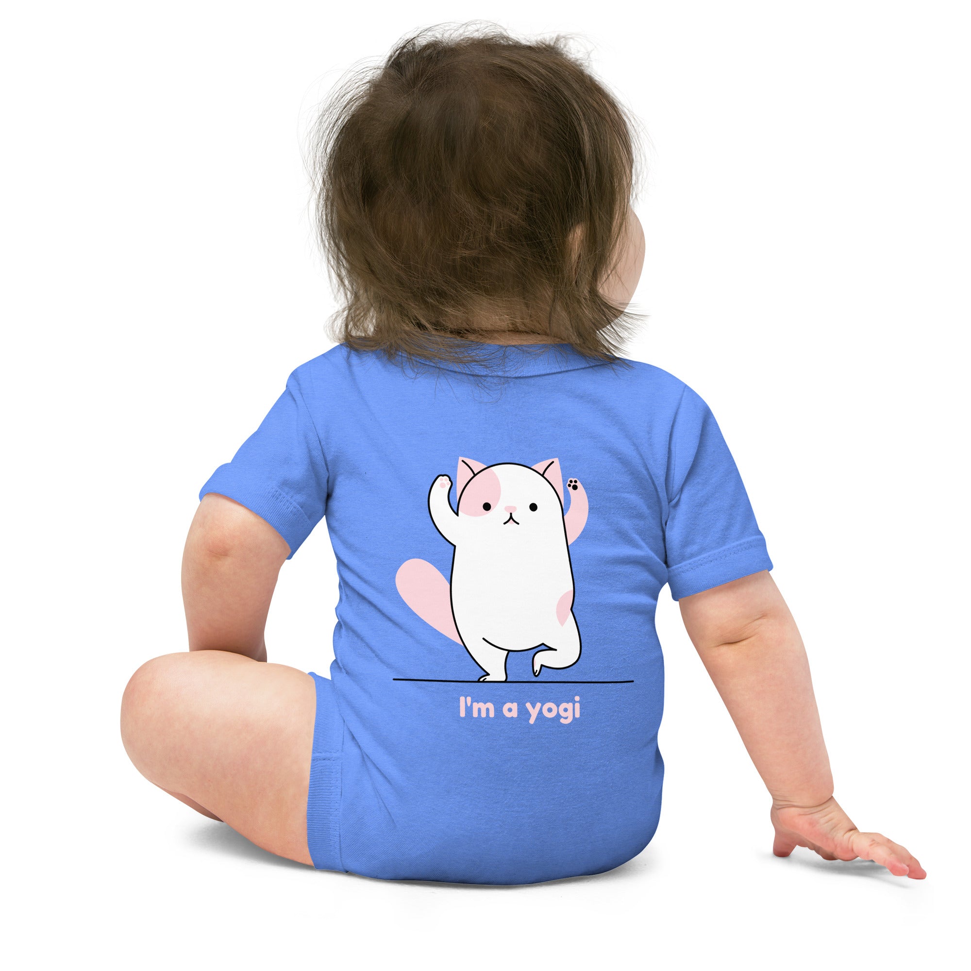 Meow Yogi - Baby short sleeve one piece (back print)