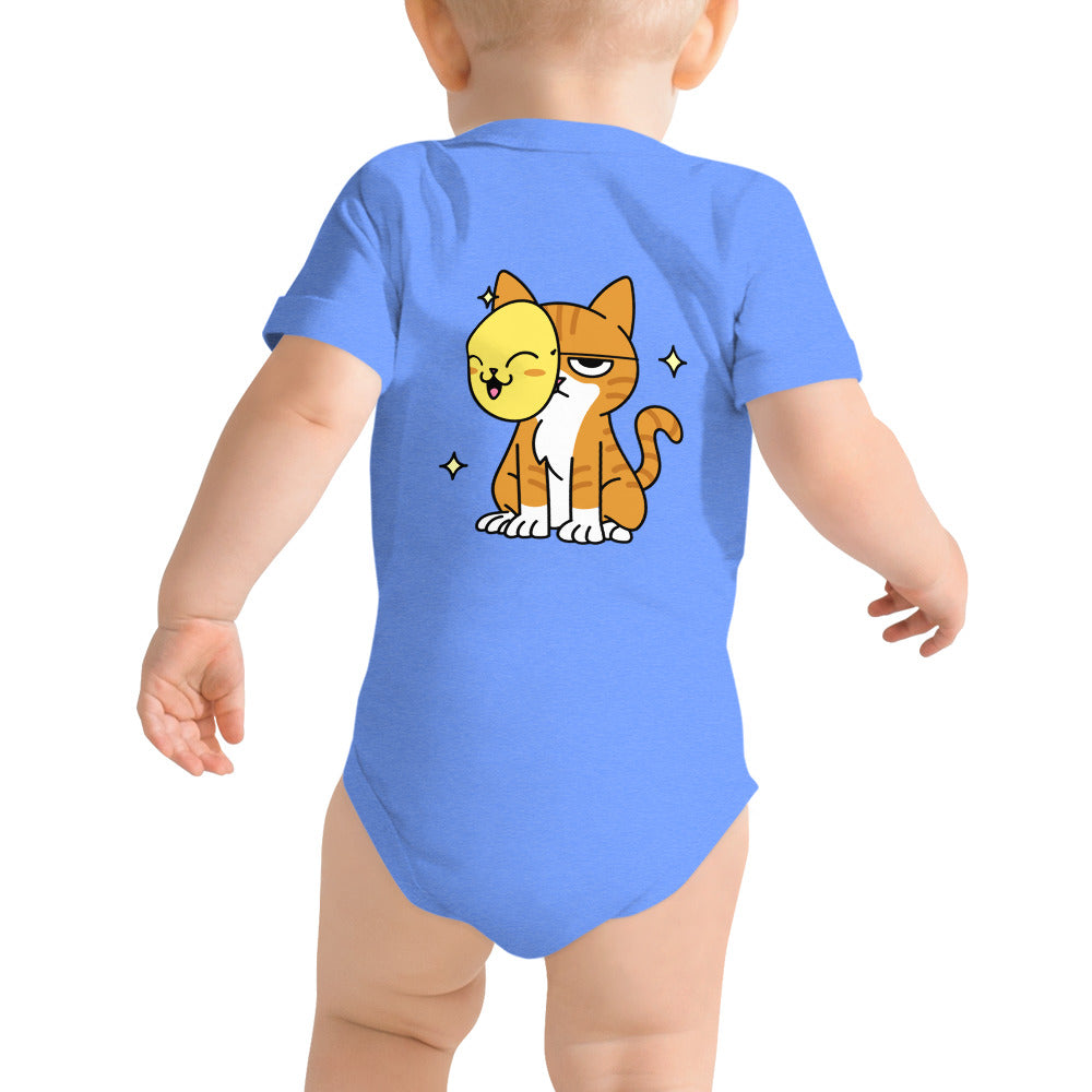 Meow at work - Baby short sleeve one piece (back print)