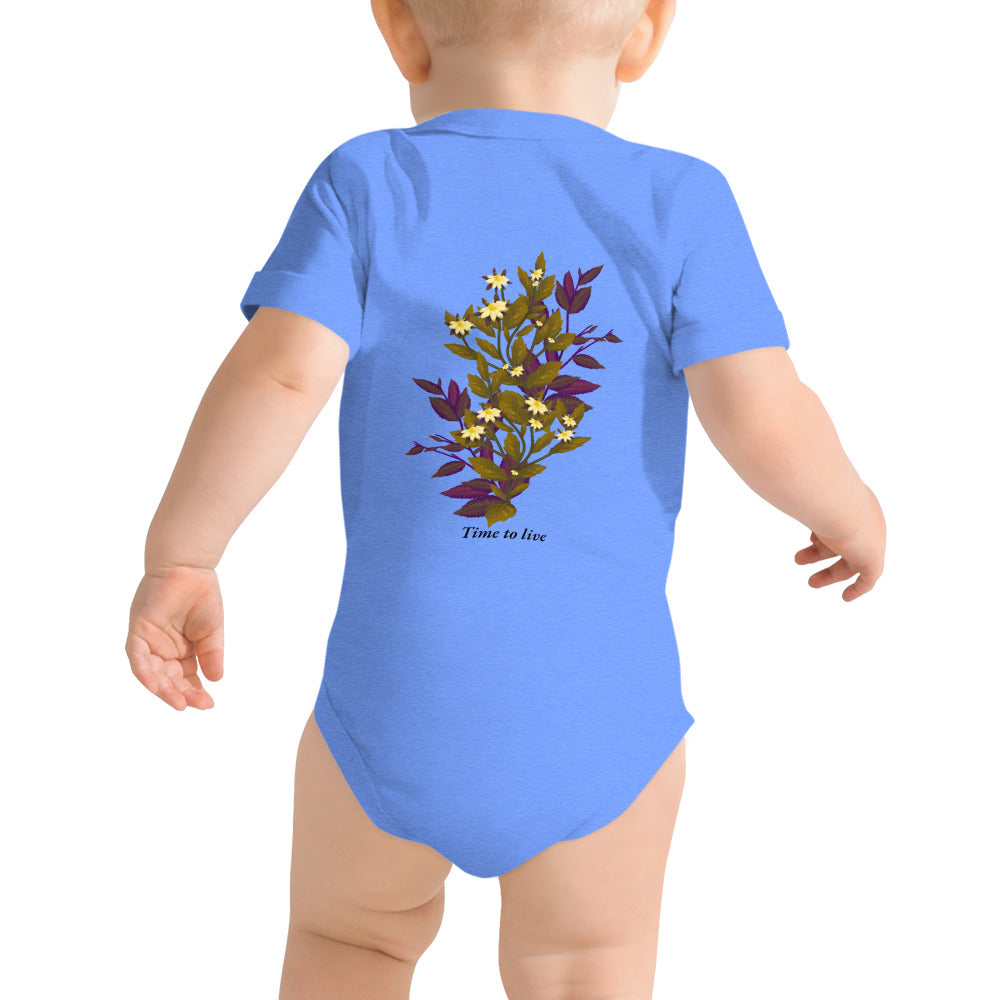 botanical illustration - Baby short sleeve one piece (back print)