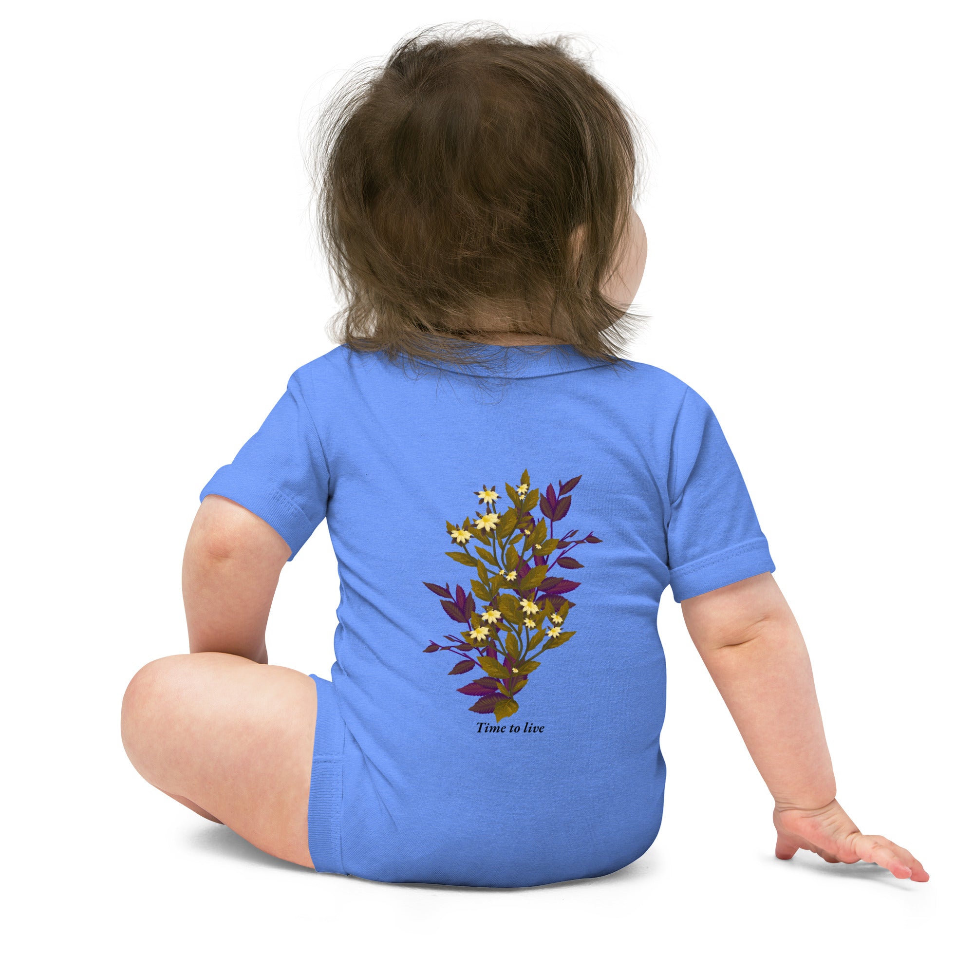 botanical illustration - Baby short sleeve one piece (back print)