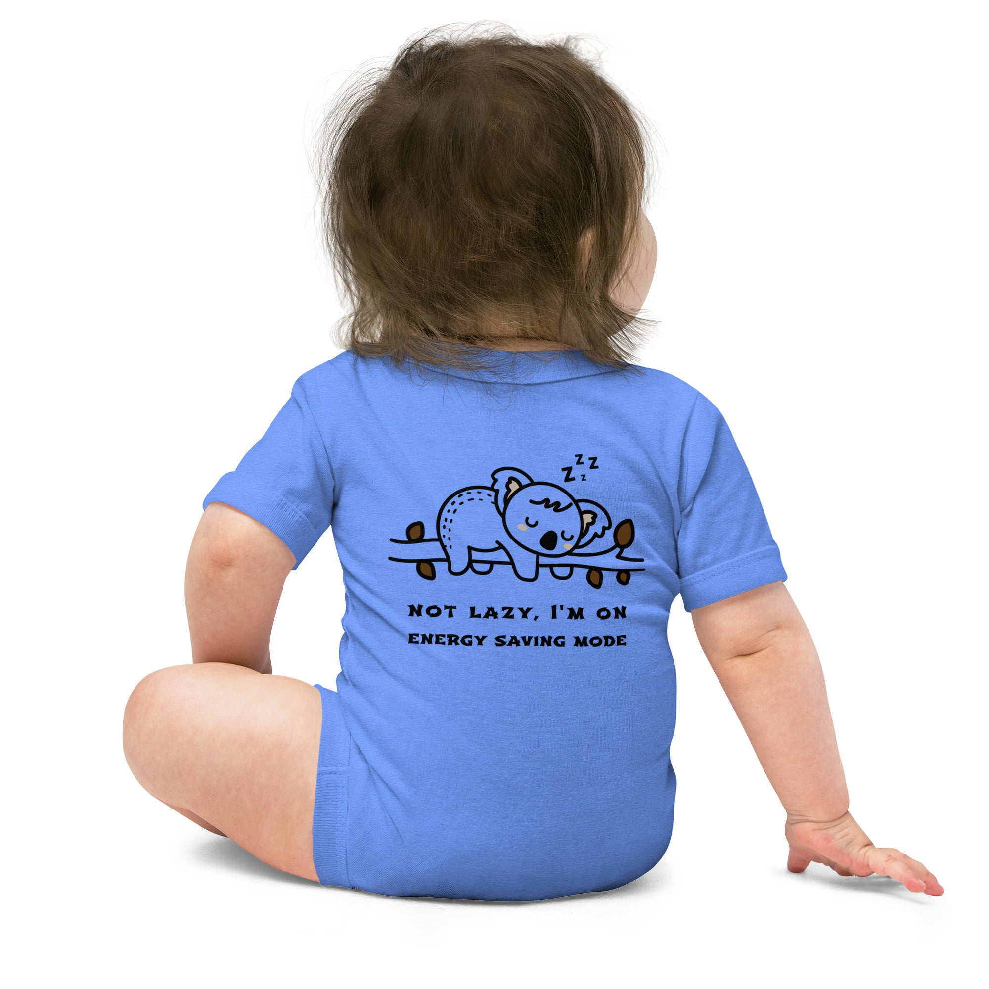 Not lazy, I'm on energy saving mode - Baby short sleeve one piece (back print)