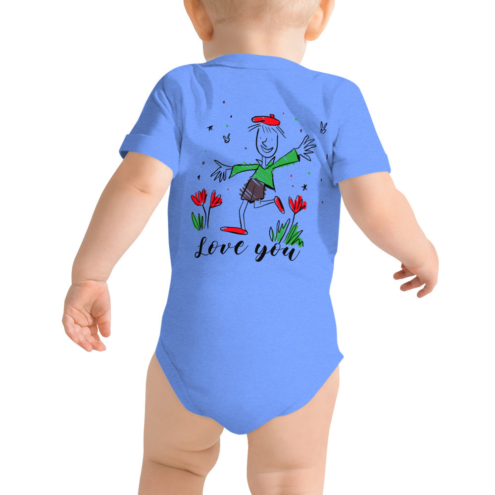 Love you - Baby short sleeve one piece (back print)