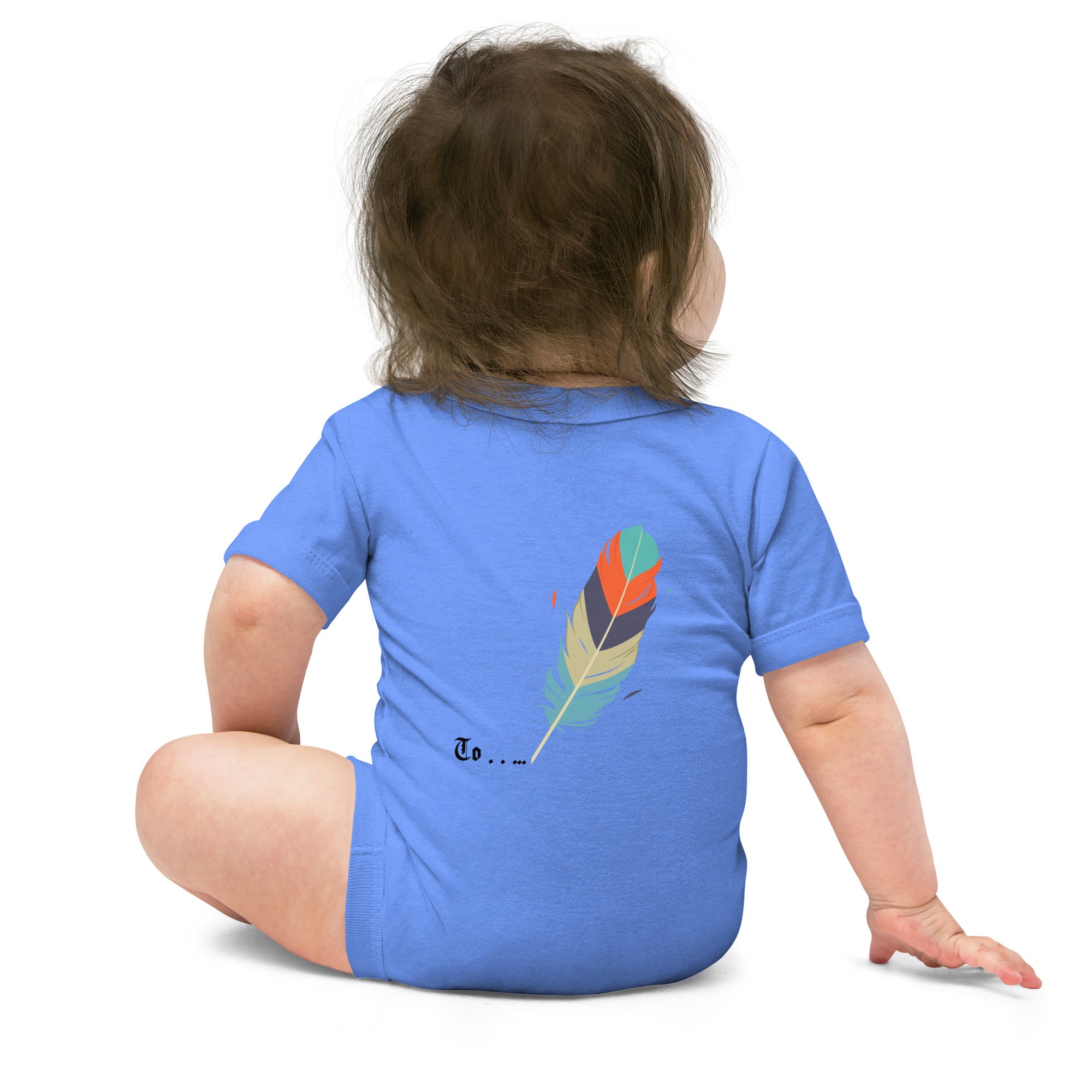 Feathers inspiration V2 - Baby short sleeve one piece (back print)