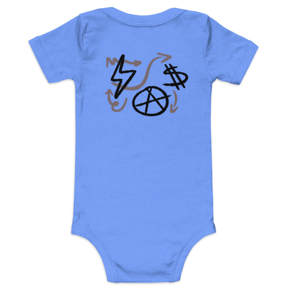 $ = $ - Baby short sleeve one piece (back print)