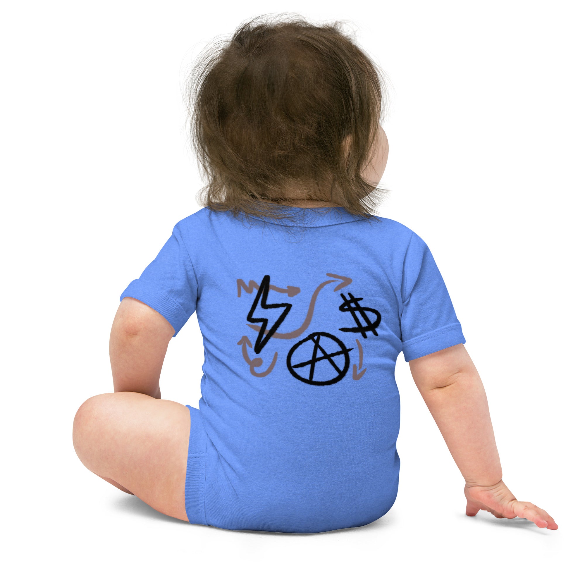 $ = $ - Baby short sleeve one piece (back print)