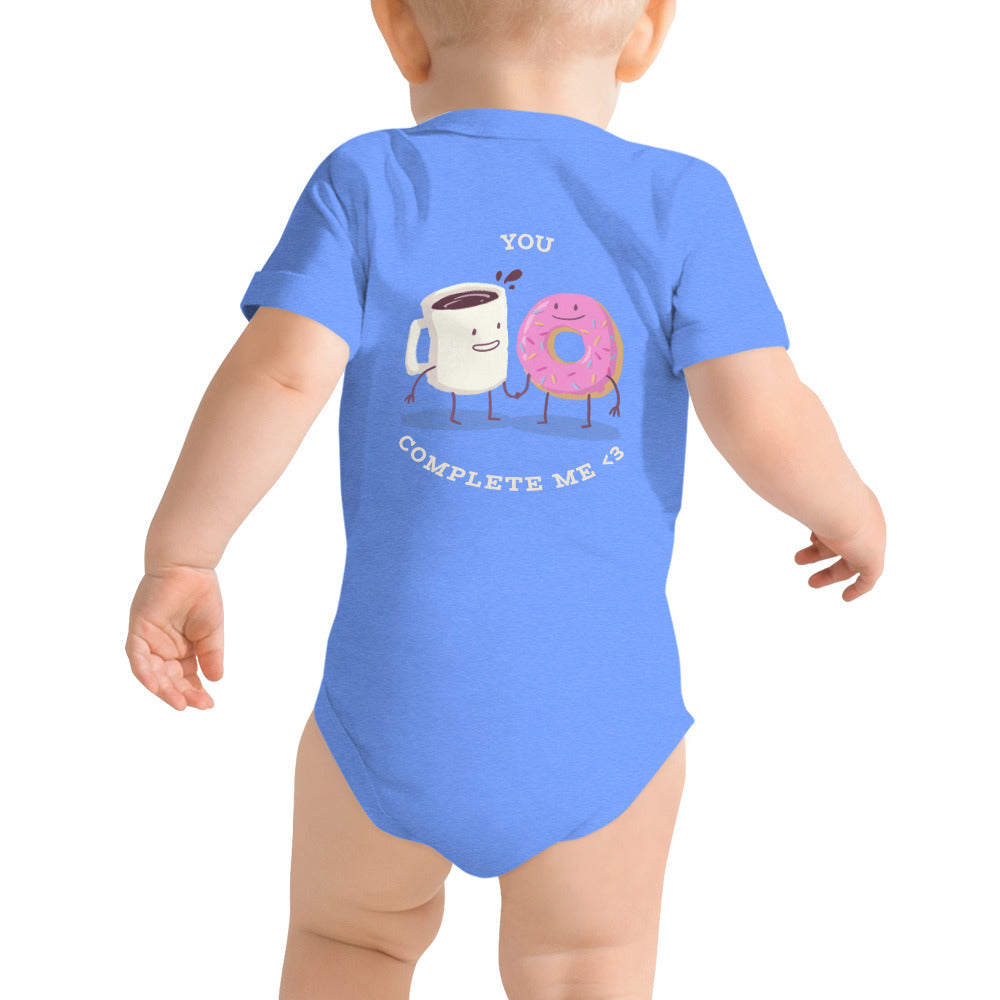 You complete me - Baby short sleeve one piece (back print)