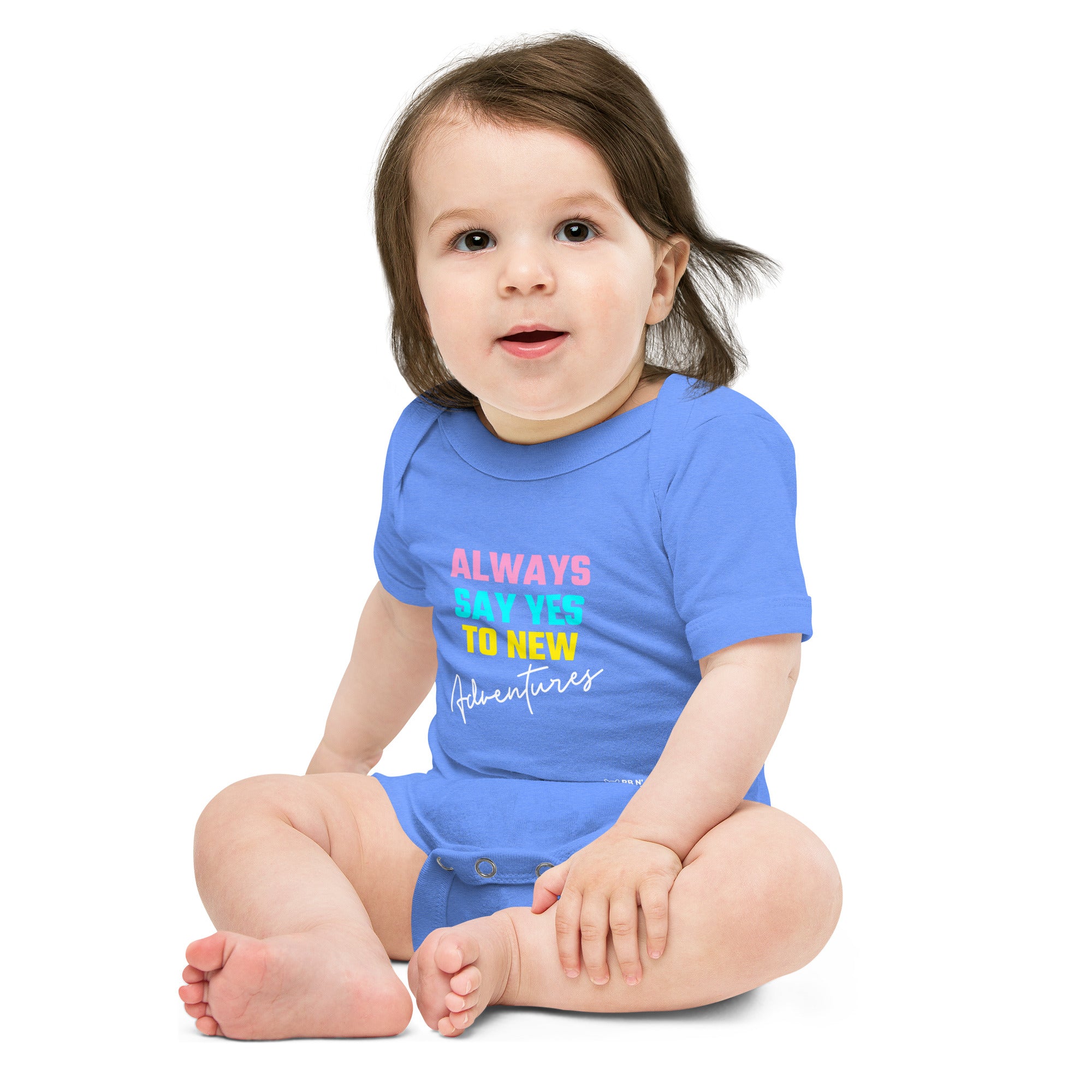 Always say yes to new, adventurer - Baby short sleeve one piece (rainbow)