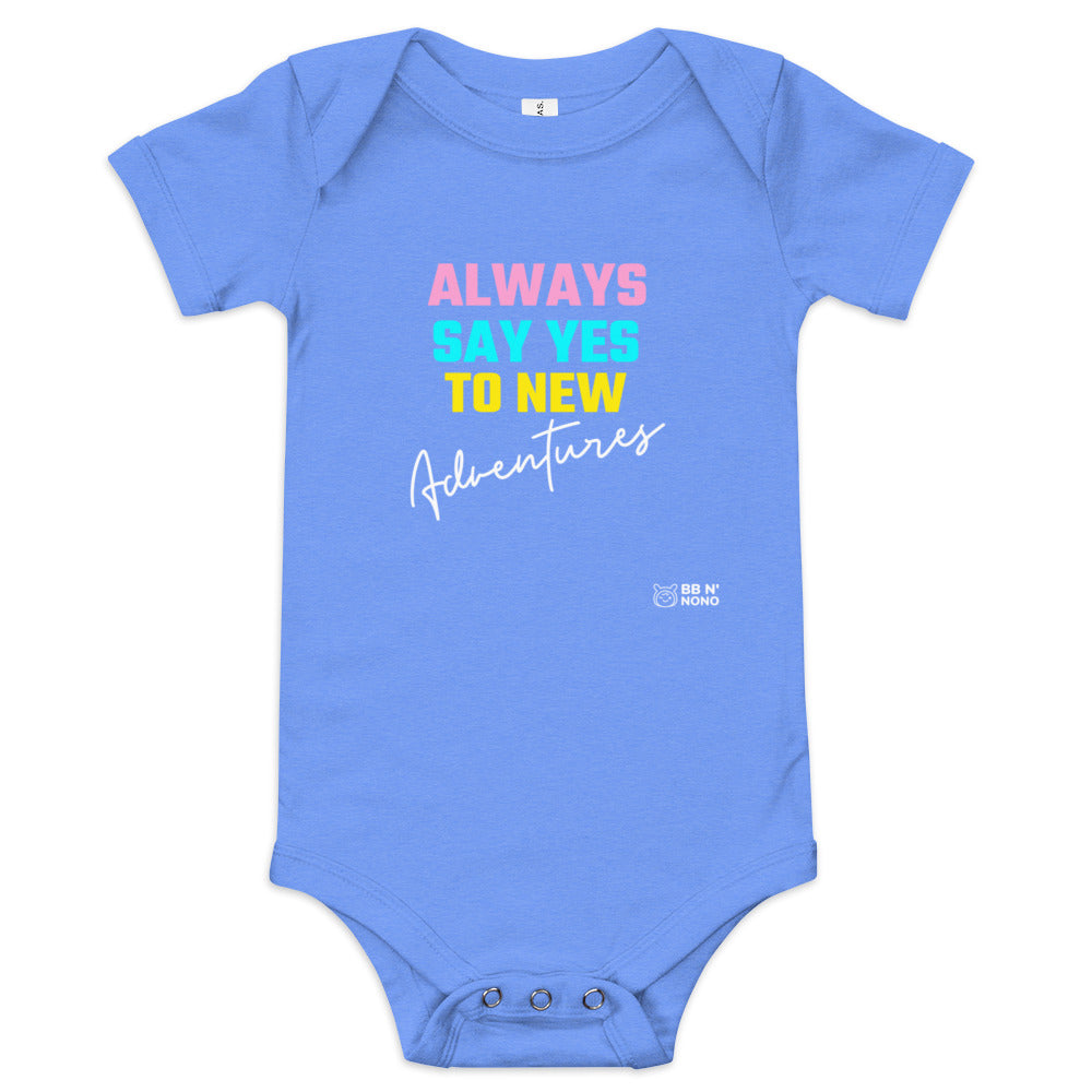 Always say yes to new, adventurer - Baby short sleeve one piece (rainbow)