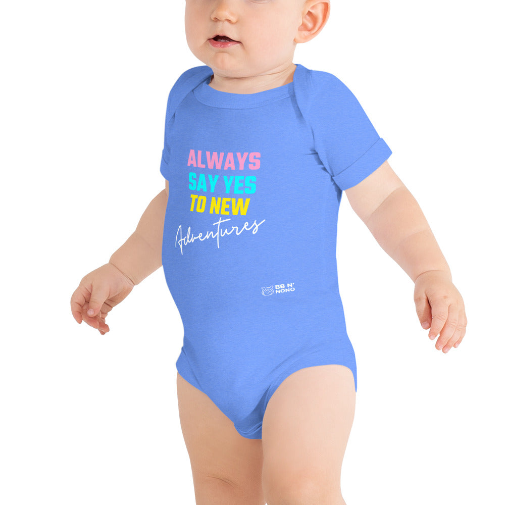 Always say yes to new, adventurer - Baby short sleeve one piece (rainbow)