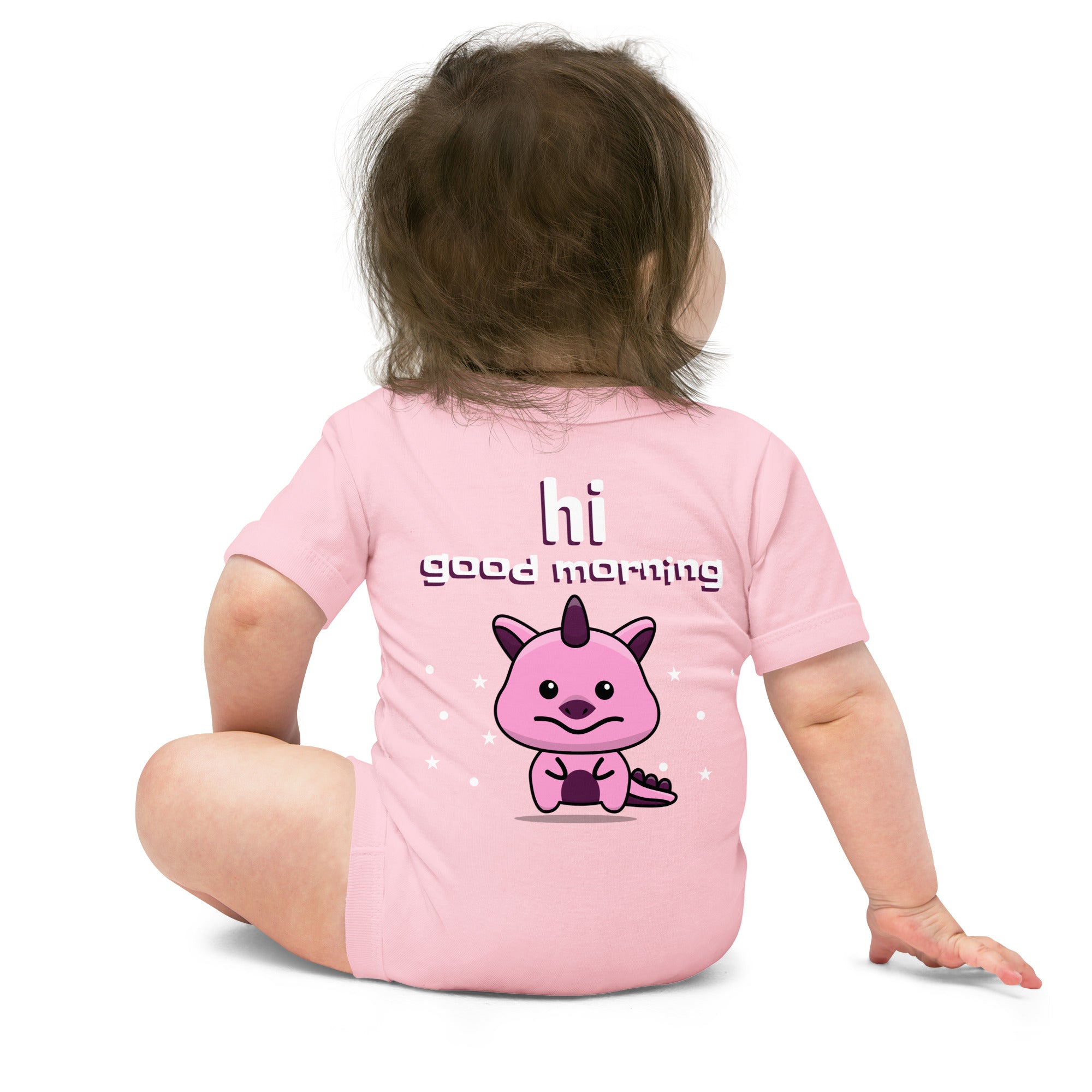 V1 Cute monster - Baby short sleeve one piece (back print)