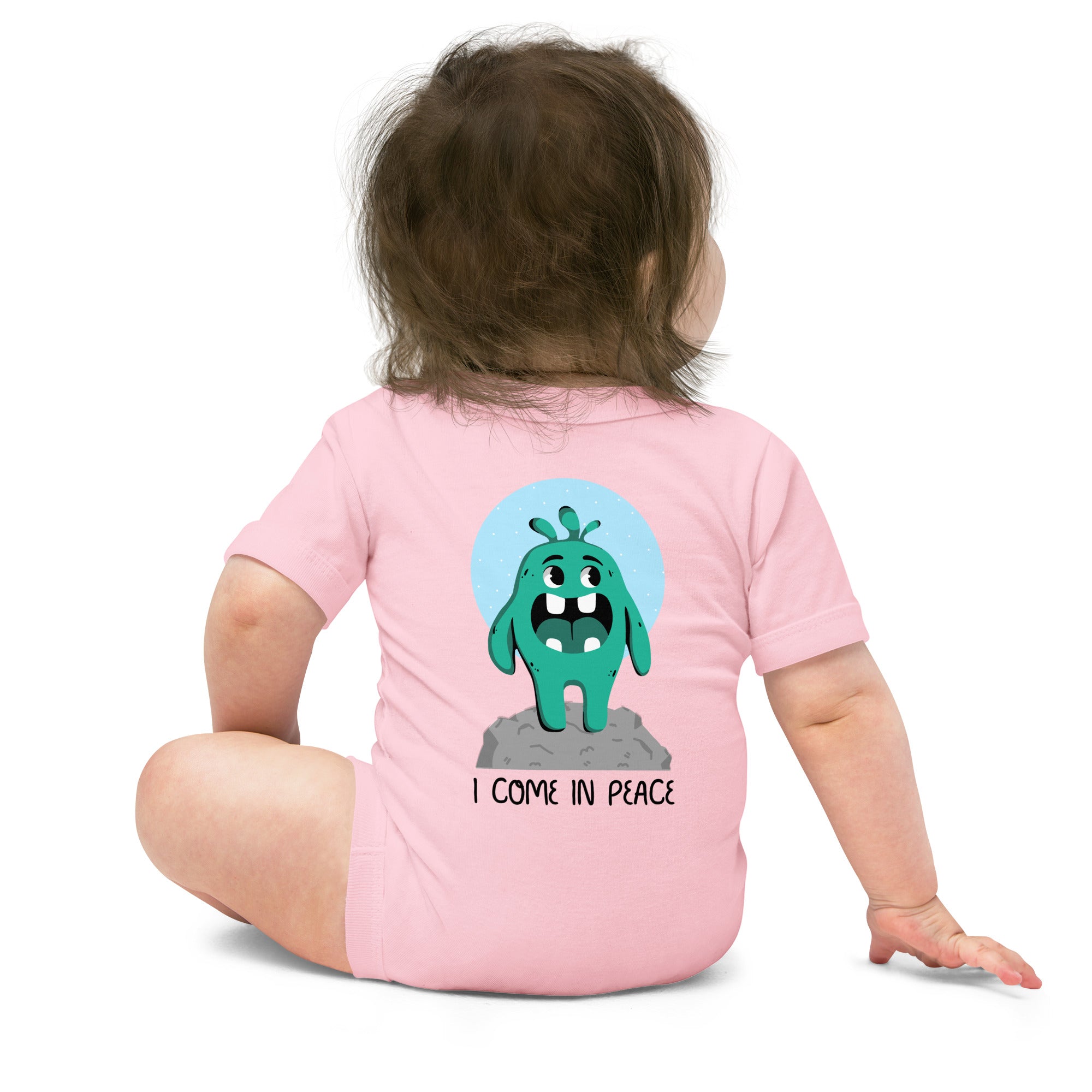 V Cute monster - Baby short sleeve one piece (back print)