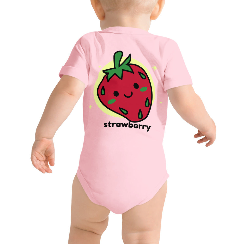 Strawberry - Baby short sleeve one piece (back print)