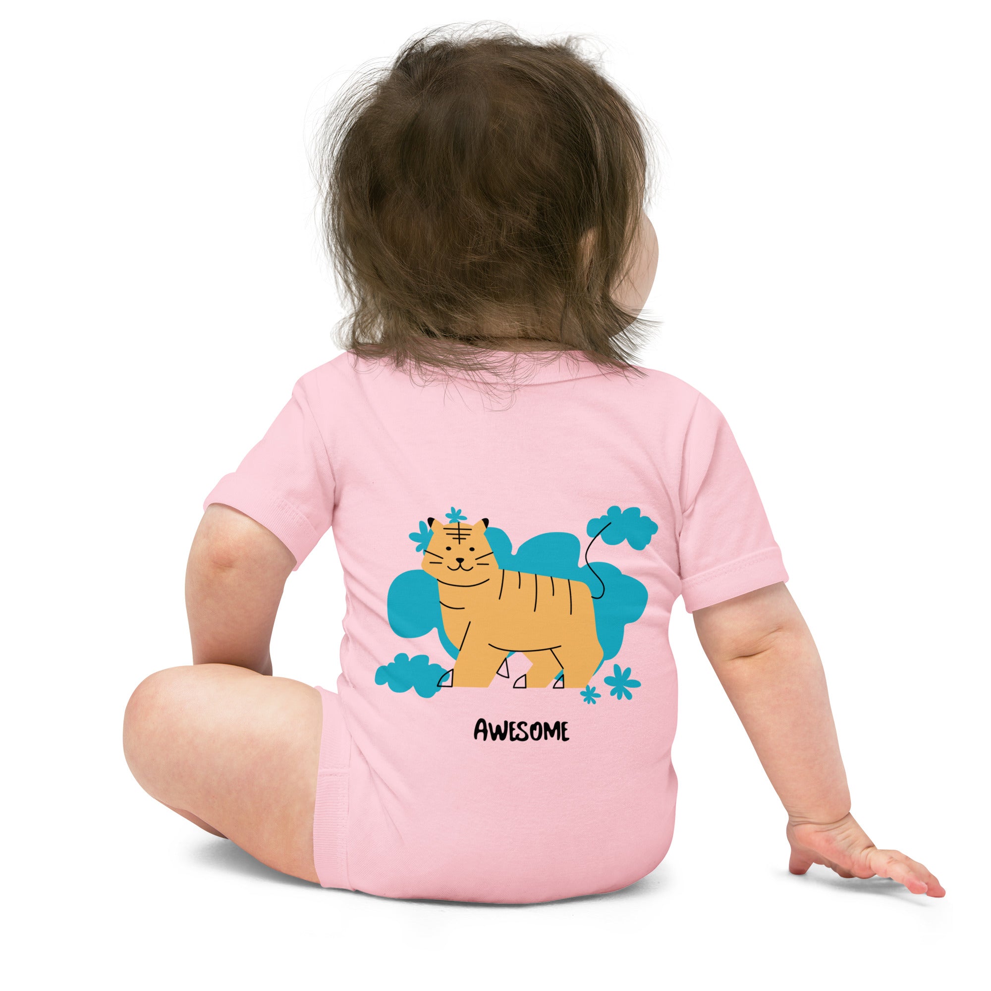 Awesome tiger - Baby short sleeve one piece (back print)